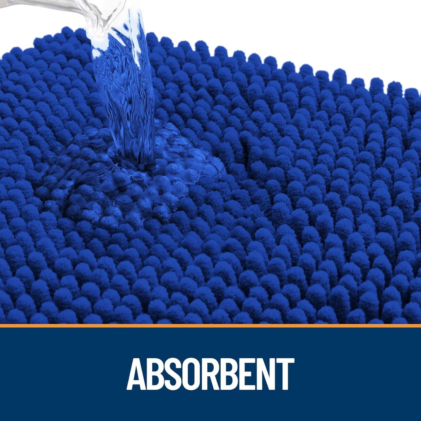 OLANLY Dog Door Mat for Muddy Paws 59x32, Absorbs Moisture and Dirt, Absorbent Non-Slip Washable Doormat, Quick Dry Chenille Mud Mat for Dogs, Entry Indoor Entryway Carpet for Inside Floor, Royal Blue