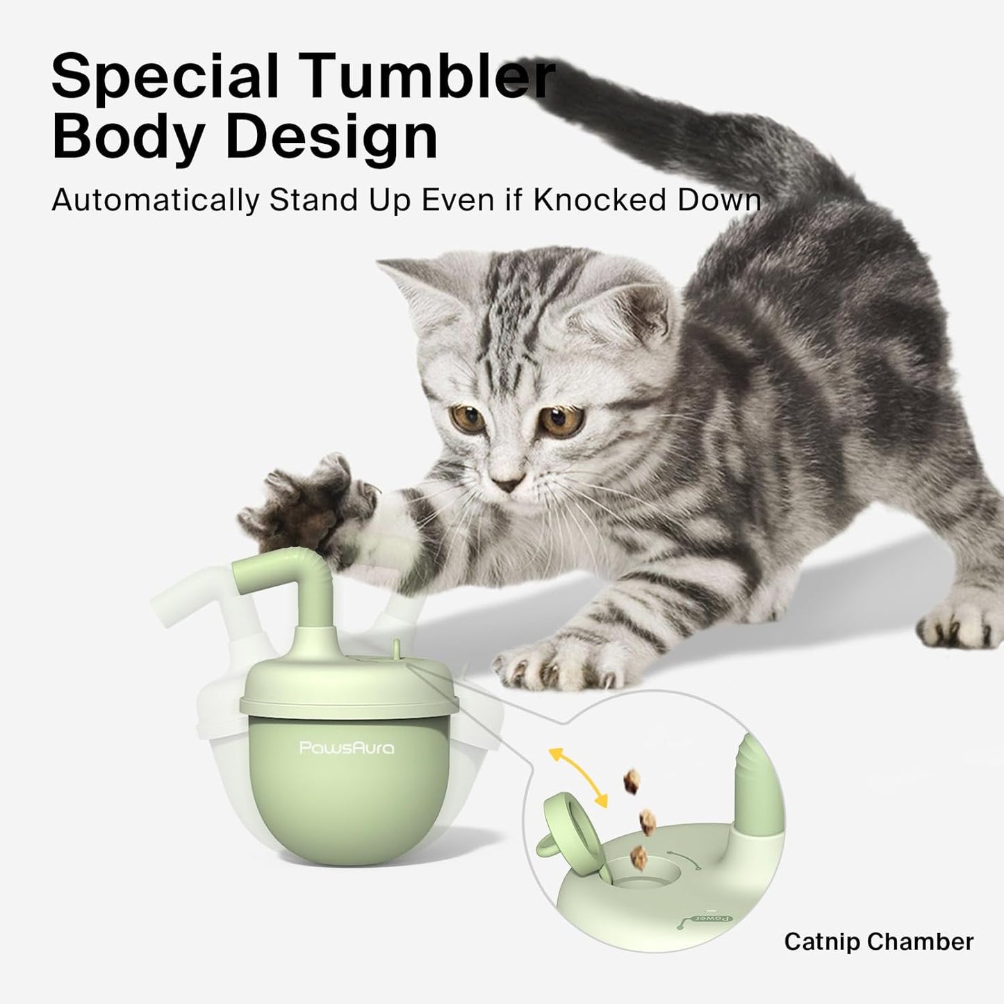 Cat Laser Toys, Automatic Cat Laser Toy Tumbler Design, Rechargeable Cat Laser Pointer 360°Irregular Rotation, 3 Modes Interactive Cat Toy for Indoor Cats of All Ages and Sizes (Green)