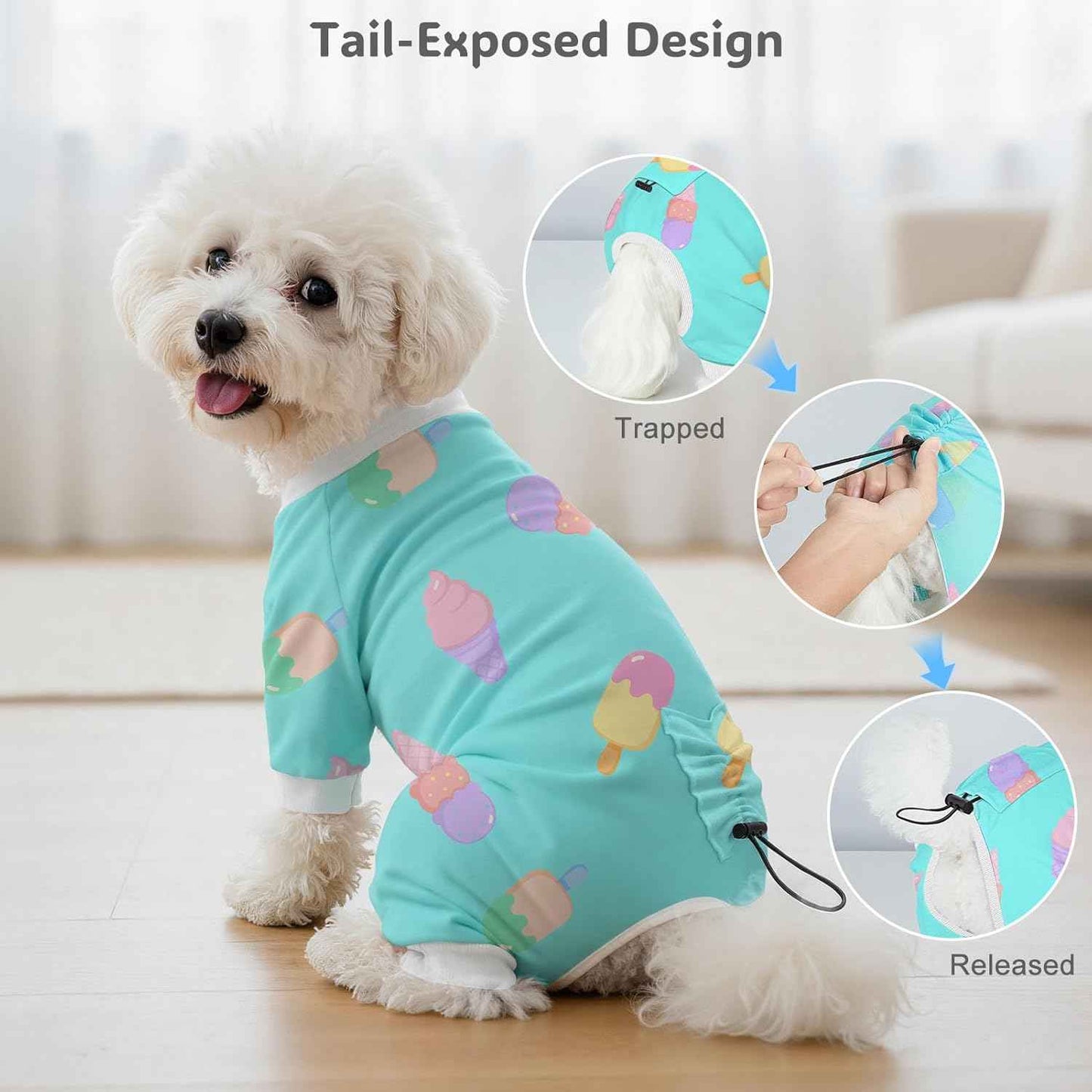 4 Pack Dog Pajamas Pet Costumes Dog Jammies Onesies Sweatshirt Adjustable Breathable Stretchy Clothes for Puppy Small Medium Large Dogs Girls Boys,S