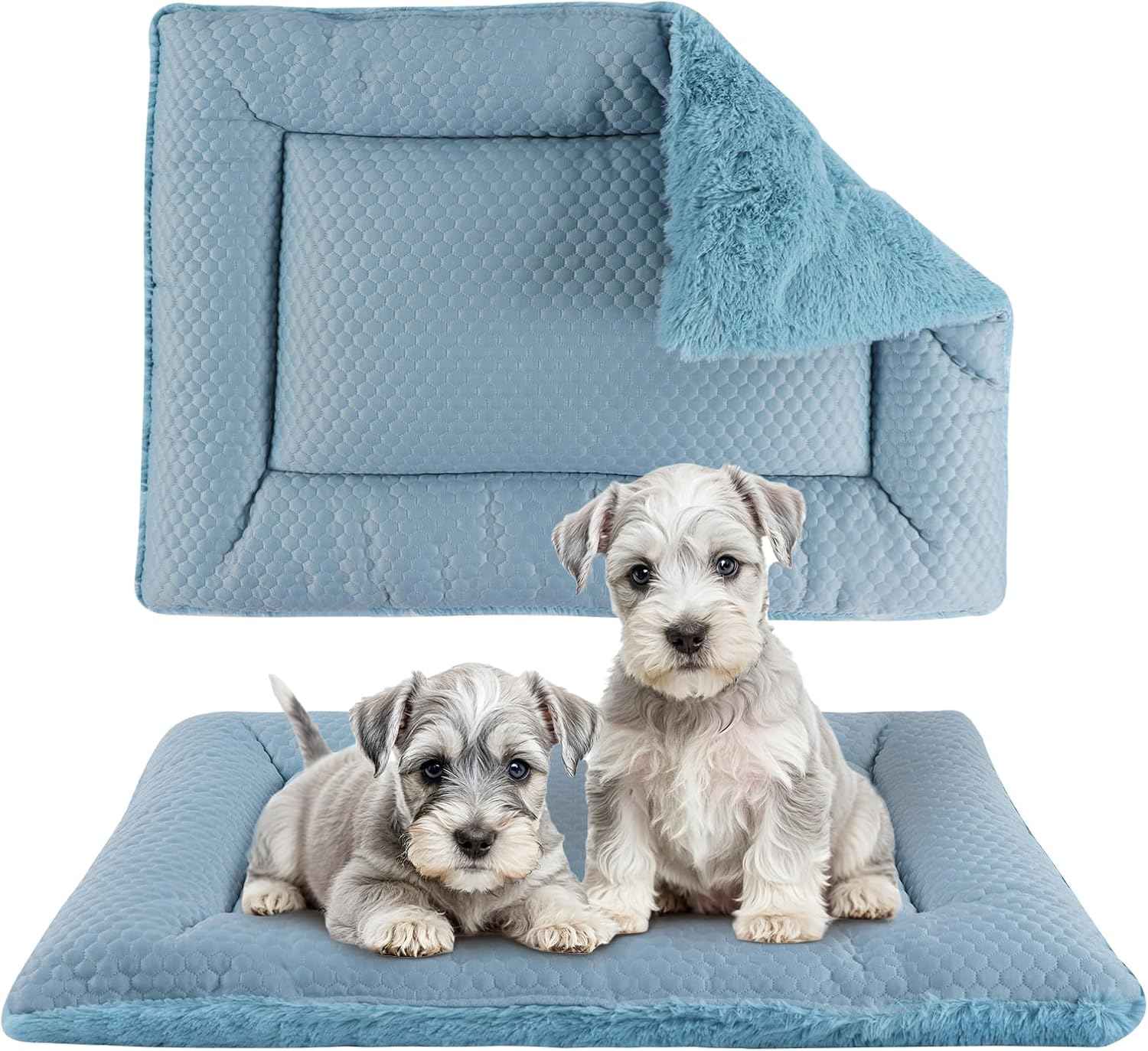Dog Bed Mat, Crate Pad Reversible,Soft Kennel Pad, Washable Dog Crate Mat (Cool and Warm),Pet Sleeping Mattress for Small Medium Dogs XB009 (42''x28'',Blue)