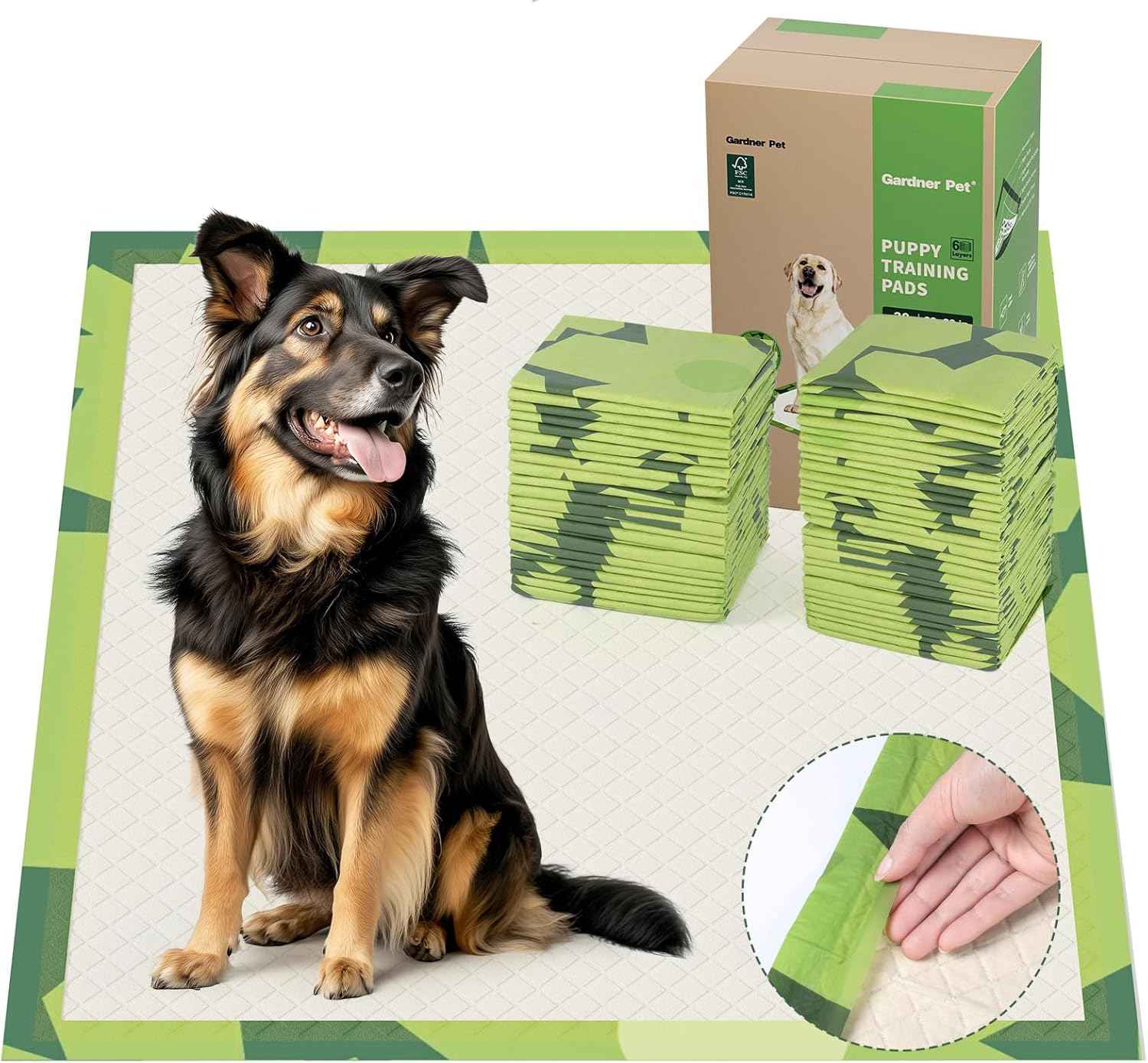 Gardner Pet Disposable Puppy Pads XL, 28" x 30" Dog Pee Pads for Dogs, Super Absorbent & Leak-Proof Full Edge-Wrapping Extra Thick Dog Potty Training Pads (50 Count)