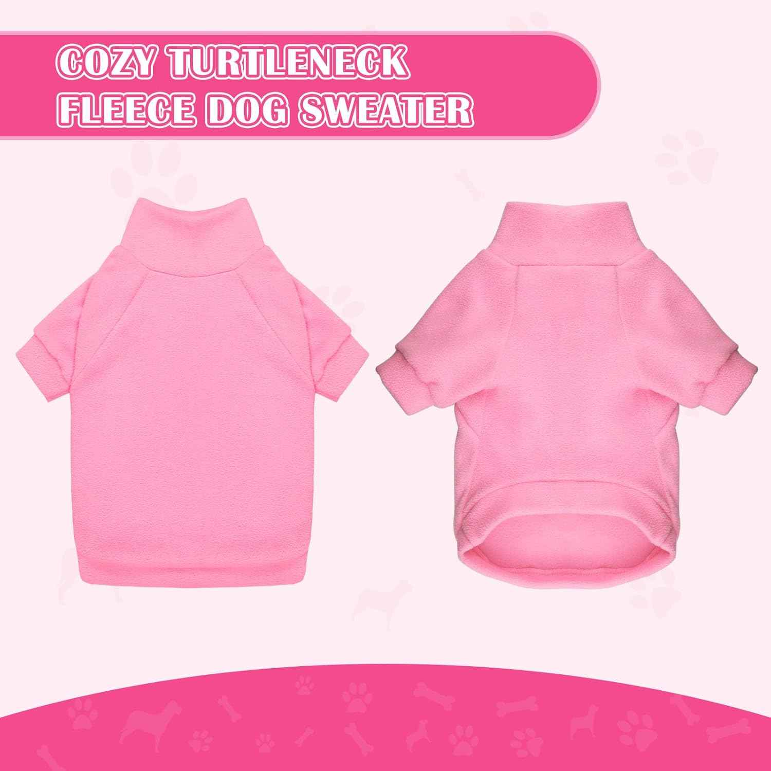 3 Pack Dog Sweaters for Large Dogs, Fleece Dog Sweater Large Pet Clothes Turtleneck Soft Warm Sweatshirt Boy Girl Pet(Pink+Hotpink+Purple,XL)