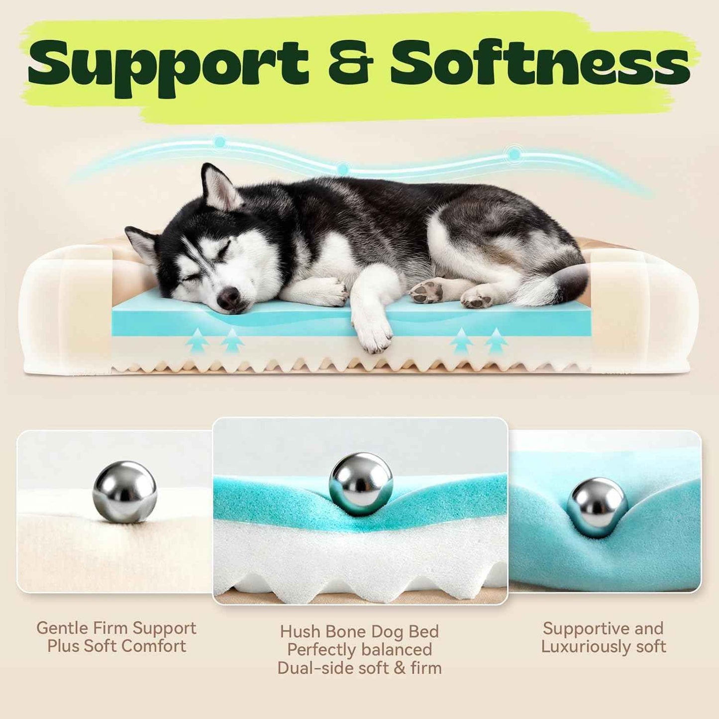 Orthopedic Dog Bed for Extra Large Dogs,Waterproof Cooling Gel Memory Foam XL Pet Sofa Non-Slip Bottom,Egg-Crate Foam Washable Removable Cover 42.0" LX30.0"X9.0"Th Beige