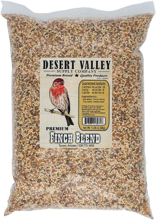 Desert Valley Finch Seed, All Natural, Non-GMO Premium Food for Domestic and Wild Finch, Songbirds, Buntings & More (5 Pounds)