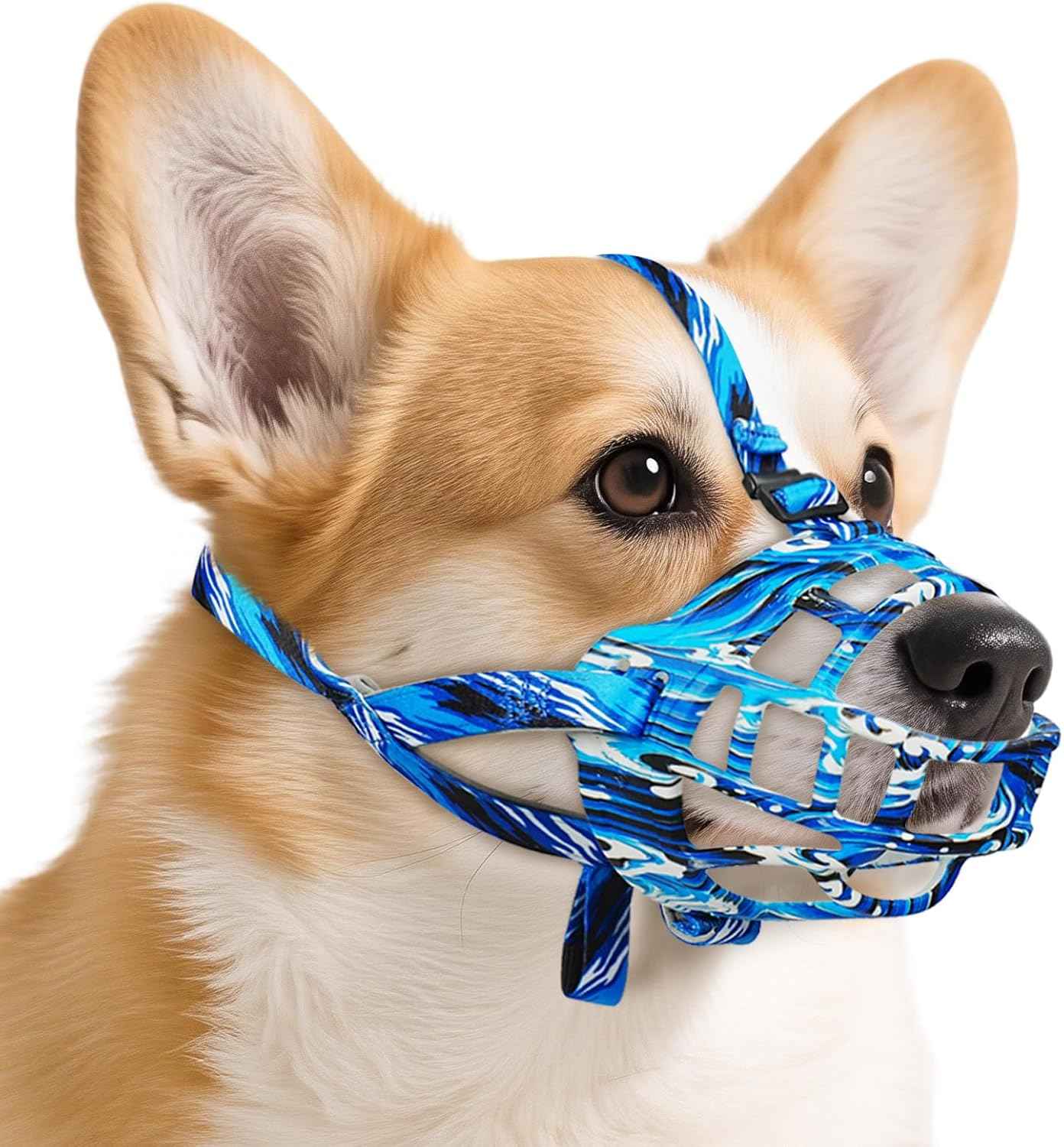 Dog Muzzle to Prevent Biting, Basket Muzzles for Large Medium Small Dogs Allows Panting Drinking Anti Chewing, Perfect for Grooming Trimming Training and Aggressive Reactive Dogss (Blue, Size 3)