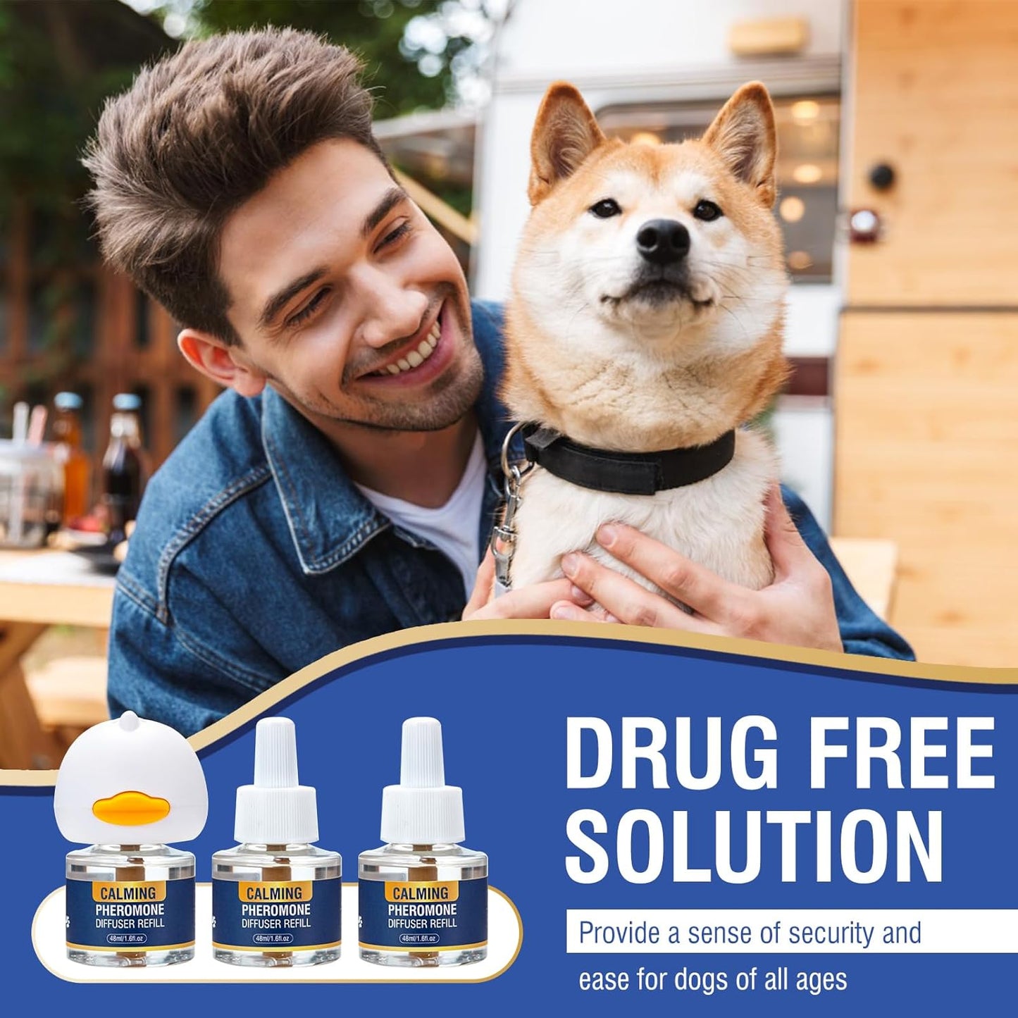 Calming Diffuser 4 in 1 Dog Pheromone Appeasing Pet Pheromones Diffuser to Calm Kit (Plug in+ 3 Pack 48ml Refill) for Anxiety Relief Reduce Barking Aggression Fighting Stress