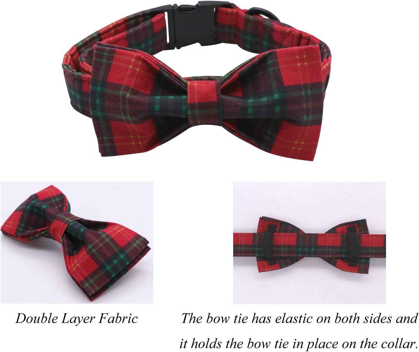 Lionet Paws Christmas Dog and Cat Collar with Bowtie,Soft and Comfortable,Adjustable Collar