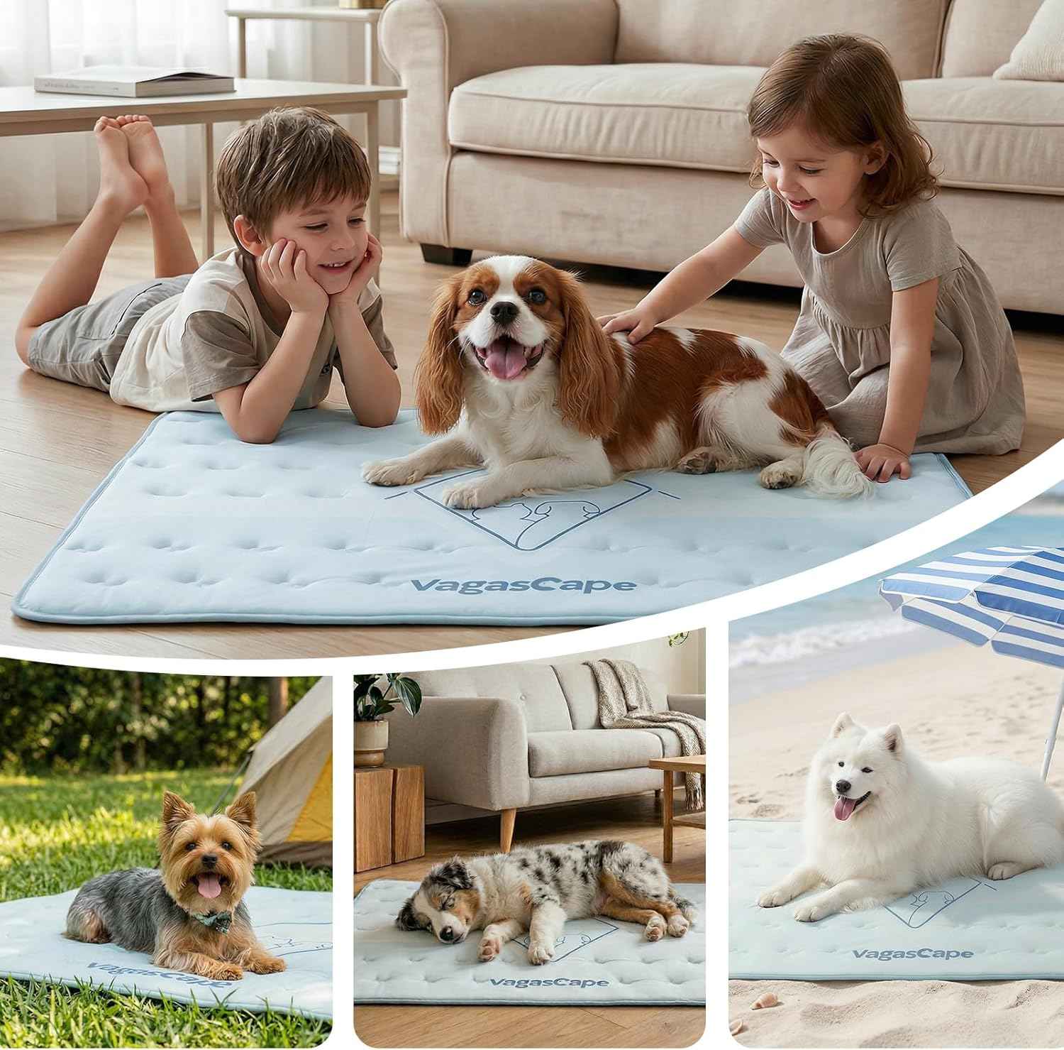 Vagascape Dog Cooling Mat 3.0 Double-Sided Usable, Thick Durable Pet Cooling Mat for Extra Large Pet, 35" x 23" Washable Cooling Mat for Dog Outdoor and Indoor