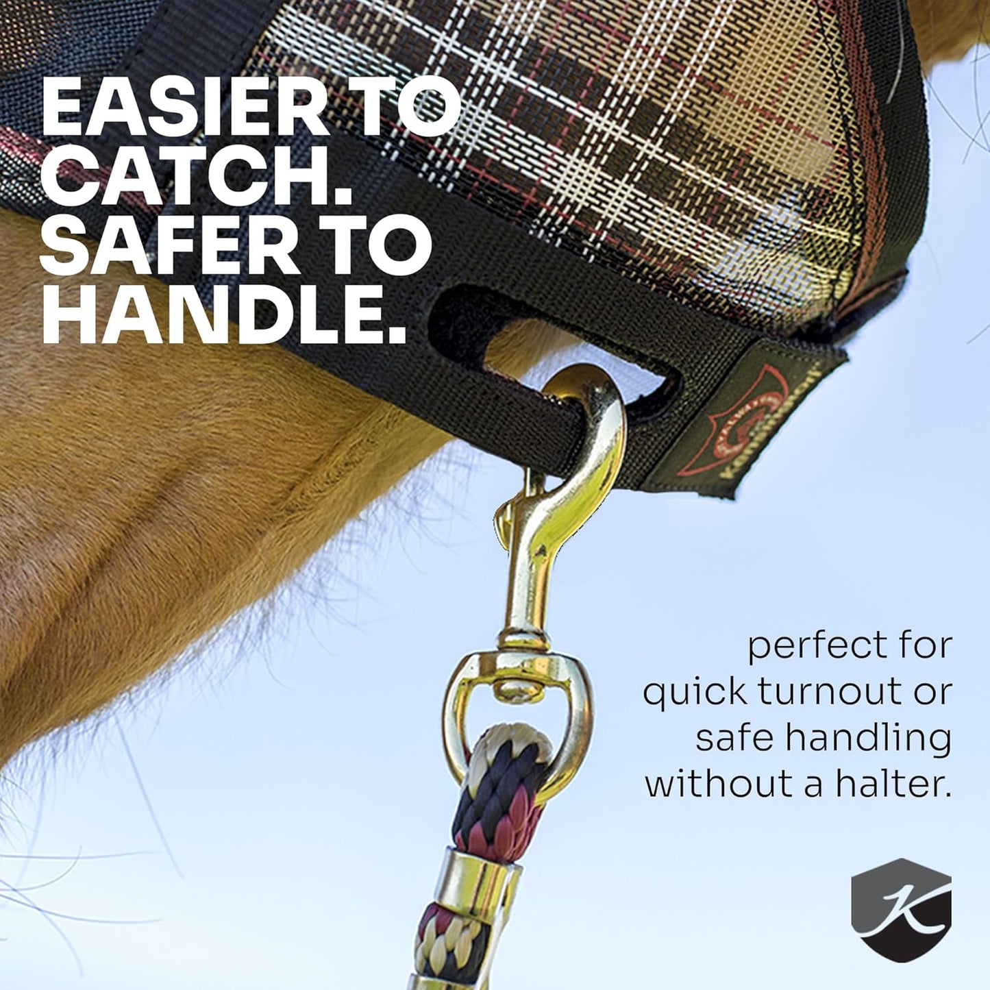 Kensington 90% UV Fly Mask Halter CatchMask UViator - Without Ears & Forelock Freedom Web Trim - Large, Lavender Mint