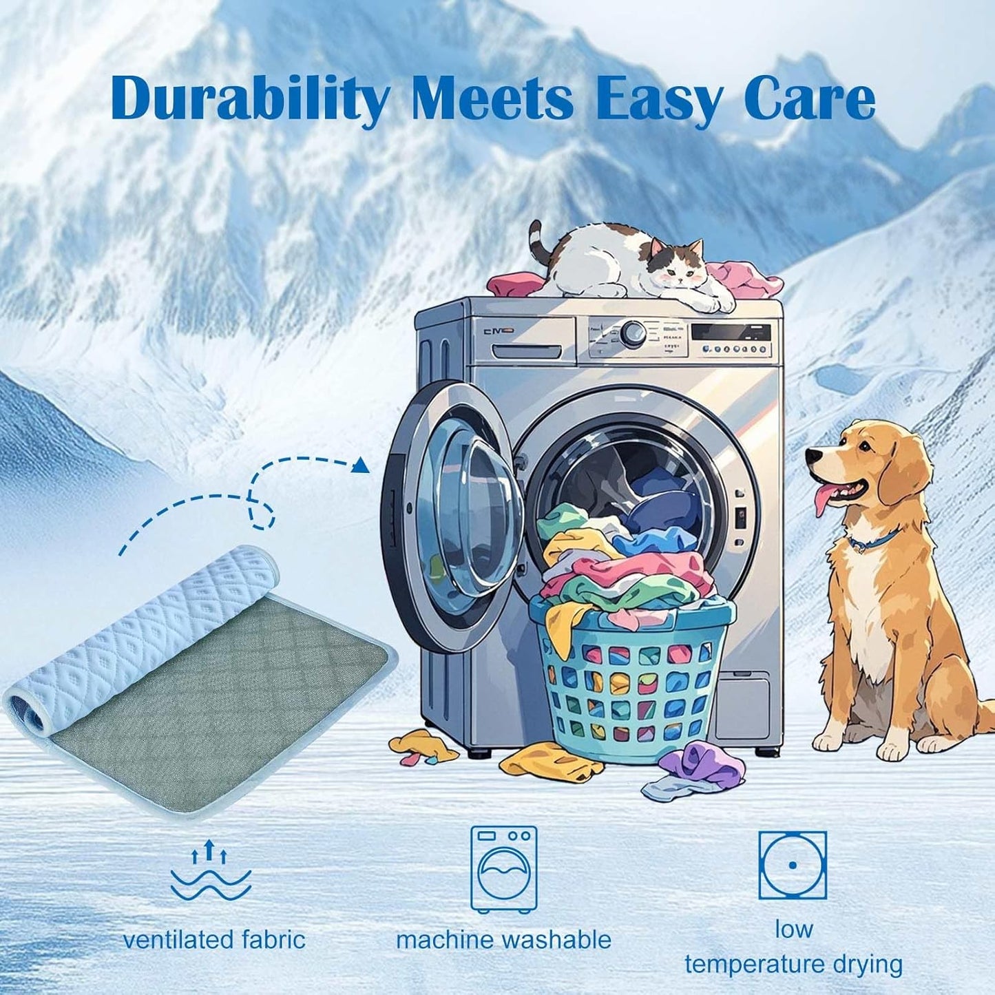Dog Cooling Mat,Q-Max>0.5 Cooling Fiber Instant Cooling Mat for Dogs,Breathable Non-Slip Crate Kennel Car Sofa Bed Floor Pad,Portable Dog Cooling Pad Summer Indoor Outdoor