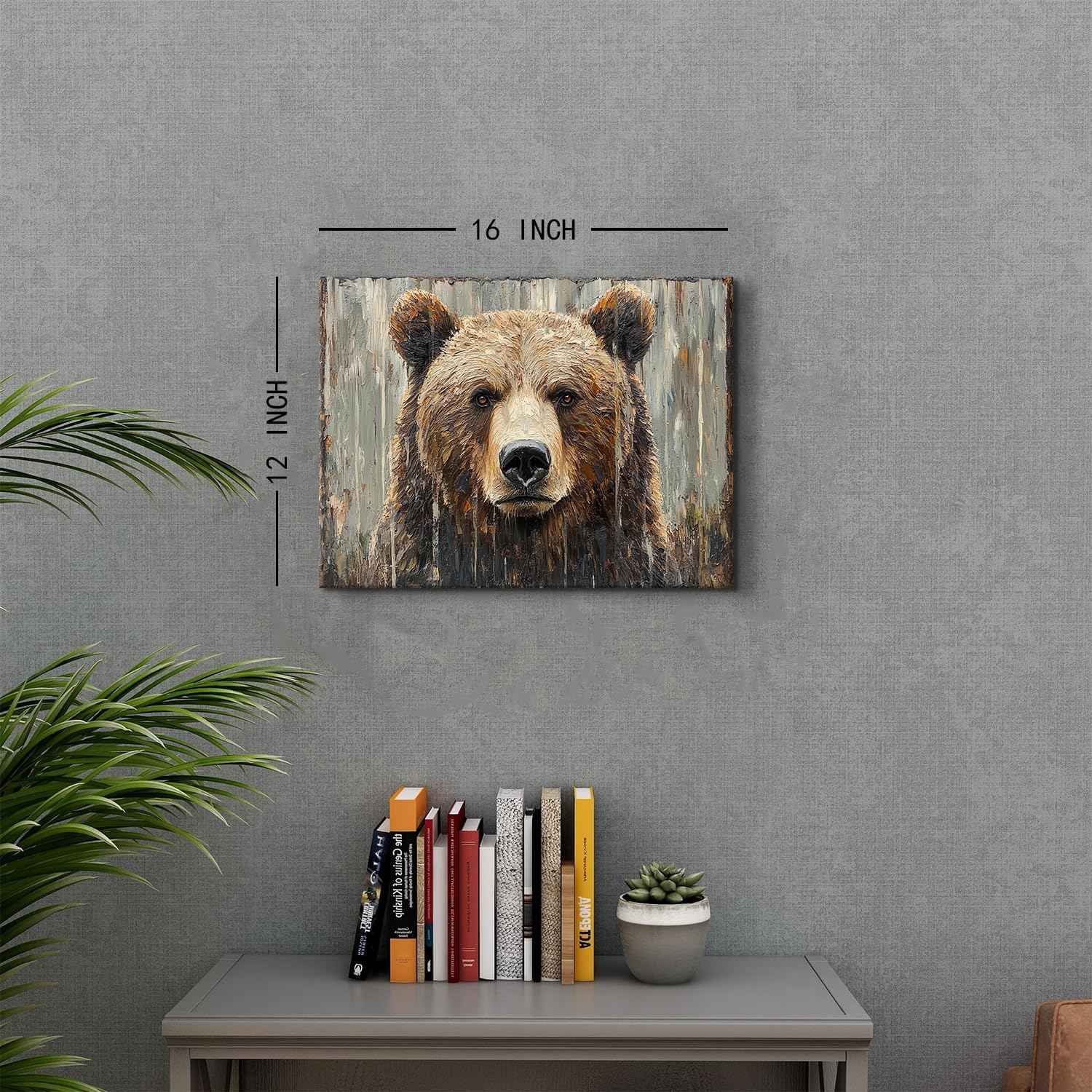 Rustic Bear Pictures Wall Decor Bear Wall Art Farmhouse Animal Decor for Bathroom Bedroom Vintage Animal Head Canvas Prints Wildlife Themed Nursery Painting Hunting Cabin Artwork Home Decoration 12x16"