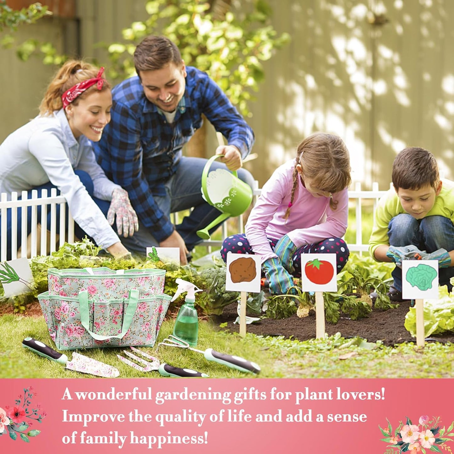Garden Tools Set, Carsolt 11 Pcs Heavy Duty Floral Gardening Tools Kit with Non-Slip Rubber Handle, Special Gardening Gifts for Women Mom Birthday