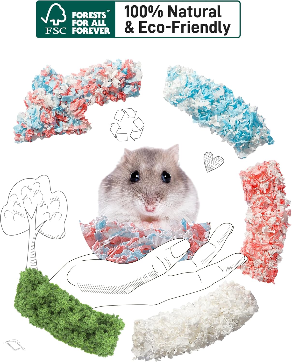BUCATSTATE Hamster Bedding 70L, 99% Dust-Free Guinea Pig Bedding Odor Control Paper Bedding, Cozy Small Animal Bedding for Rabbit Rat Syrian Dwarf Hamsters Gerbils (Blue)