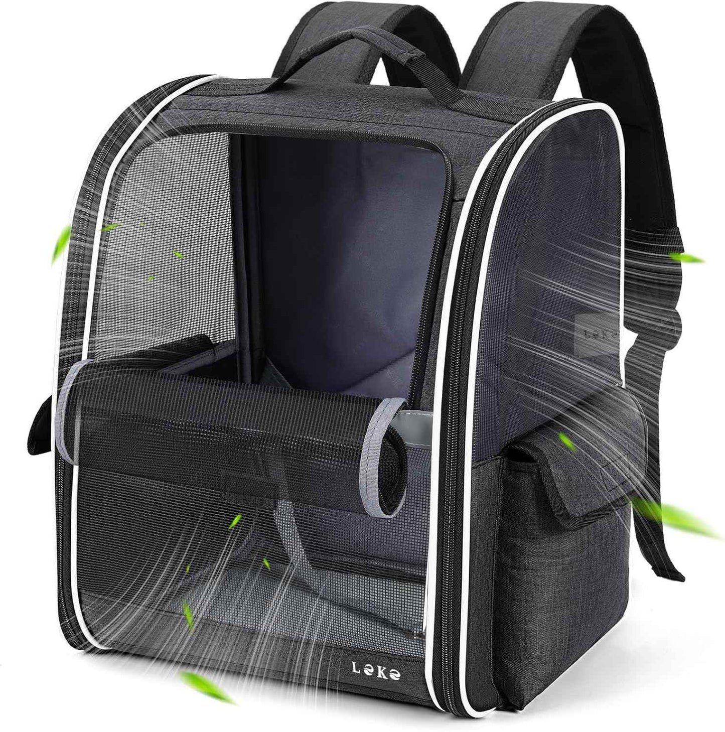 Lekereise Dog Carrier Backpack for Small Medium Dogs Cats up to 18 lbs, Breathable Pet Backpack Carrier with 3 Entrances, Collapsible Cat Backpack Carrier, Travel Hiking Puppy Backpack