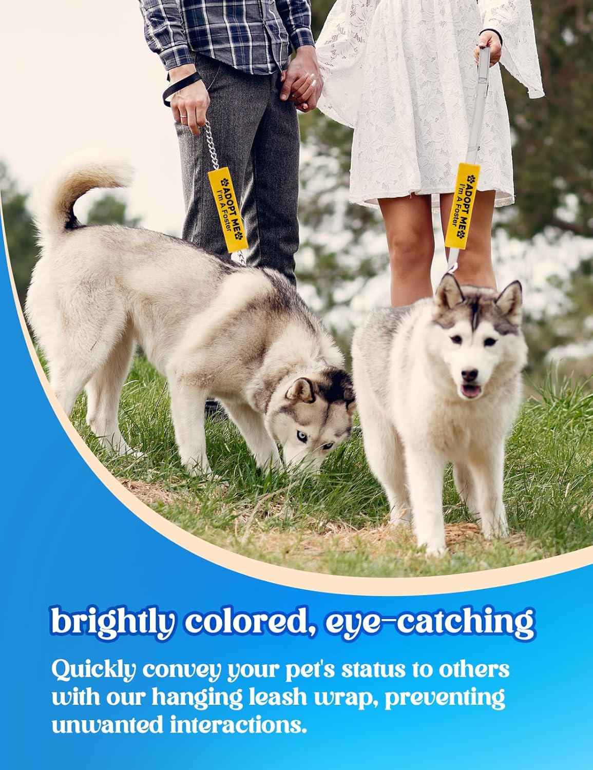 Adopt Me I’m A Foster Dog Leash Sleeve, Funny Yellow Dog Leash Wrap Alert Hanging ID Patch Tag, Adopt Me Leash Sleeve Dog No Pet Leash Sleeve Pet Birthday Gifts for Dog Owners