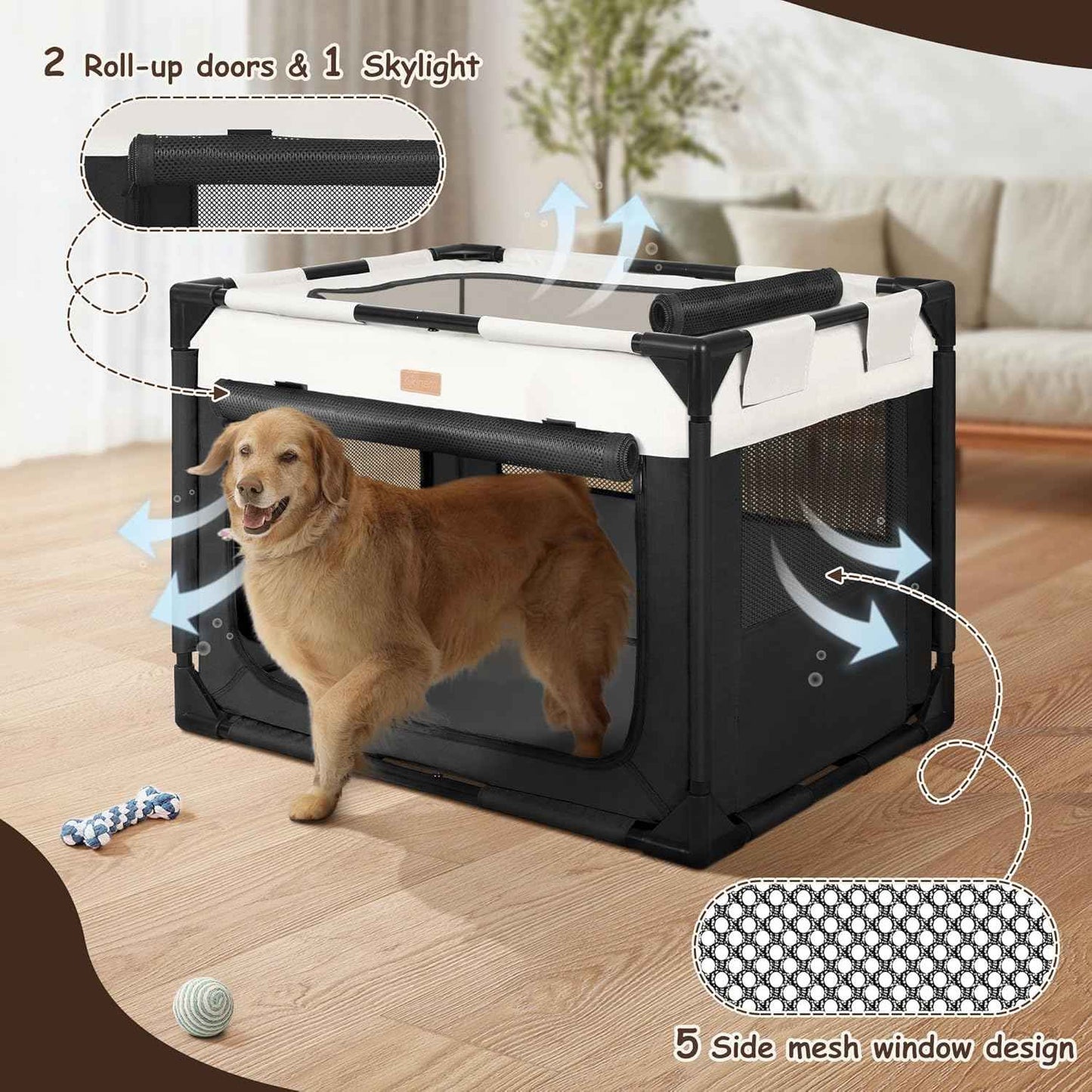 Akinerri Dog Crate, Dog Playpen, Medium Black