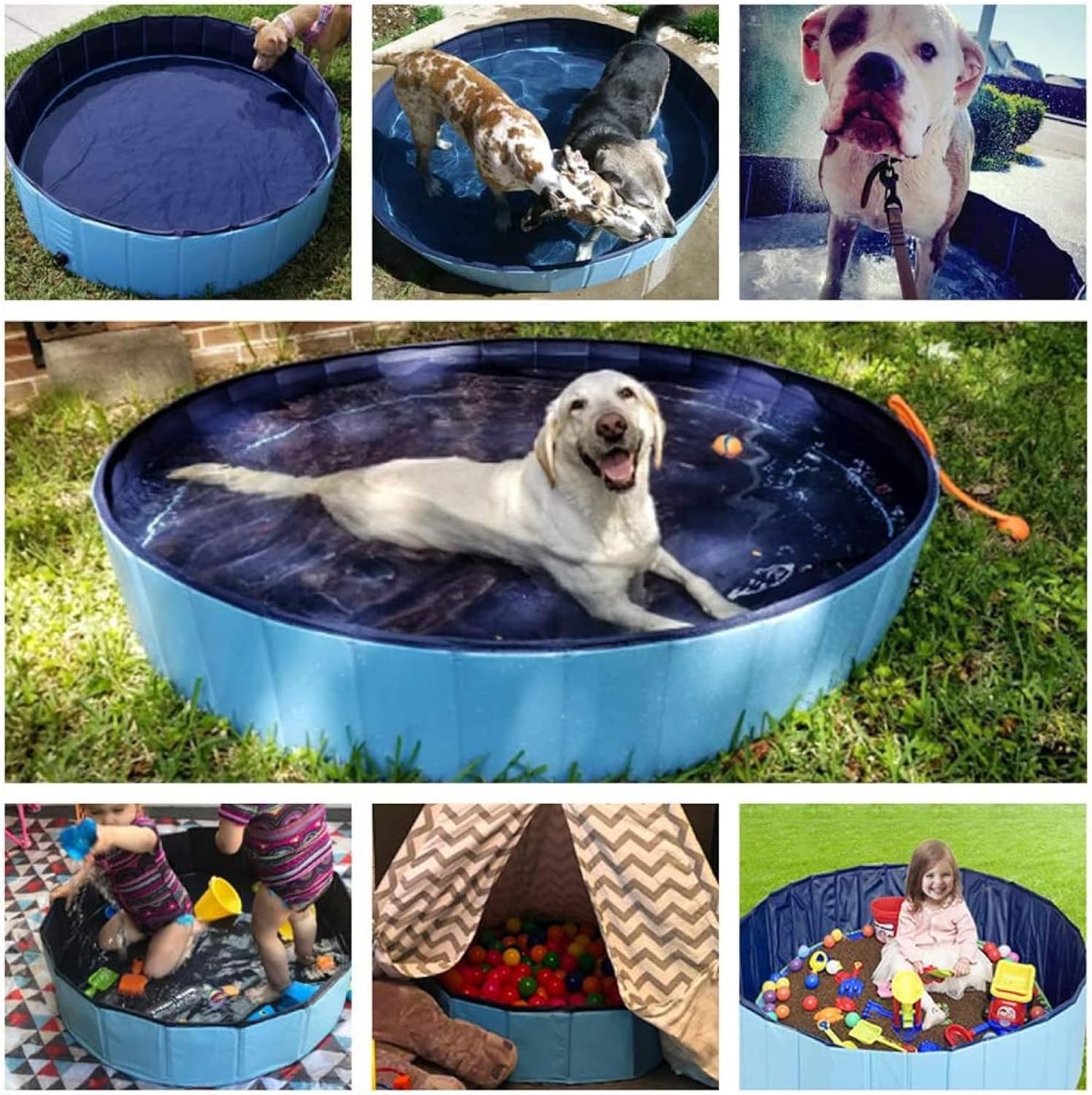 Jasonwell Foldable Dog Pool Collapsible Hard Plastic Dog Swimming Pool Portable Kiddie Pool Pet Pool Doggie Wading Pool Bath Tub for Puppy Small Medium Large Dogs Cats and Kids 79"
