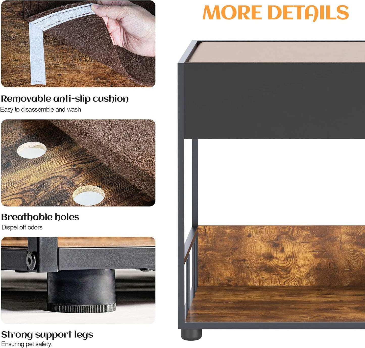 Pet Step Window Perch, Dog Bed w/ Steps for Dogs, Elevated Multi-Level Platform, Bunk Bed, Non-Slip Pad & Storage, Vintage