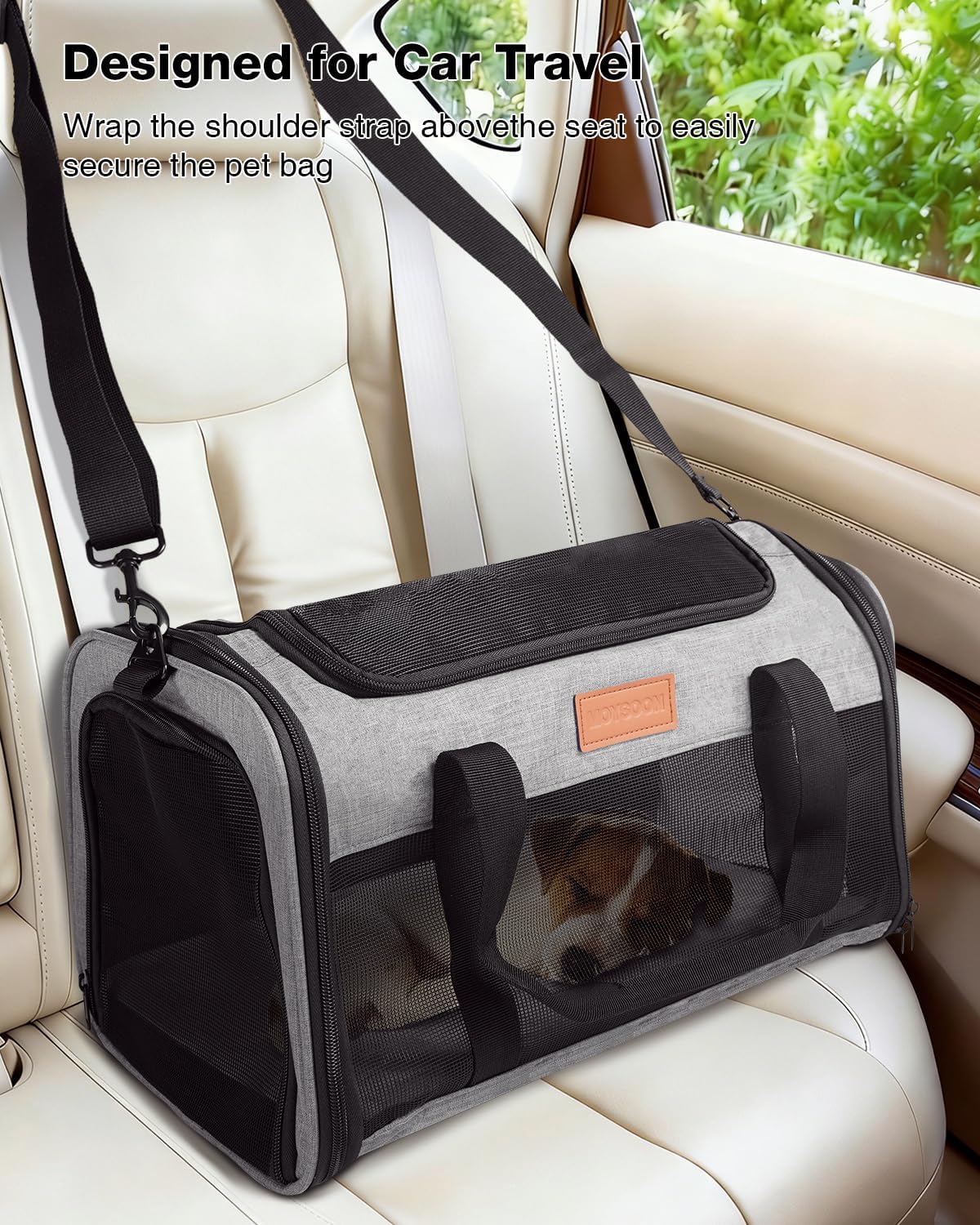 Pet Carrier Airline Approved 17x11x9.5 in - Underseat, Top & Side Entry Soft Dog Cat Travel Carrier with Safety Zippers ＆ Anti-Scratch Mesh for Small Cat and Dog for Pets Up to 10 Lb - Grey
