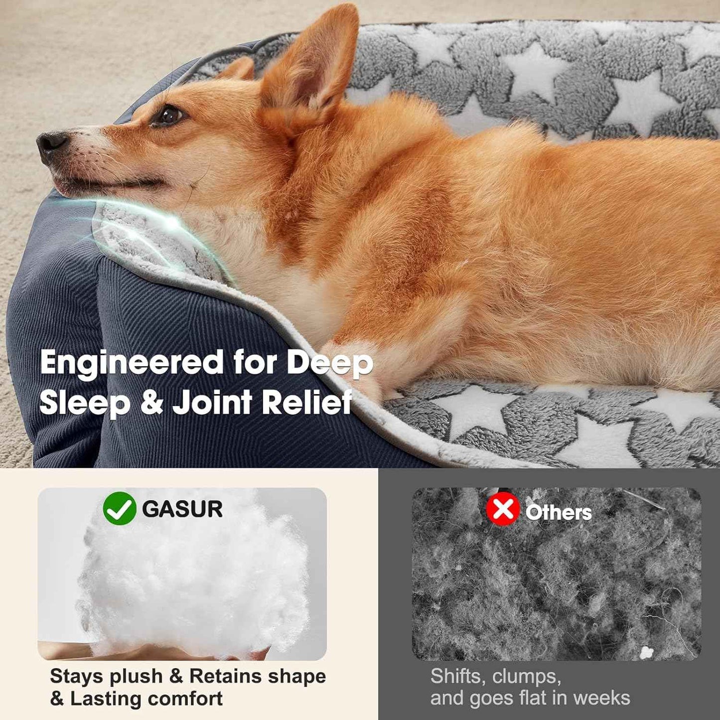GASUR Small Dog Beds Small Size Dogs, Rectangle Washable Dog Bed, Orthopedic Dogs Sofa Bed, Pet Cuddler Anti-Slip Bottom, Soft Calming Sleeping Warming Puppy Bed (S (20"x 19"x 6"), Black)