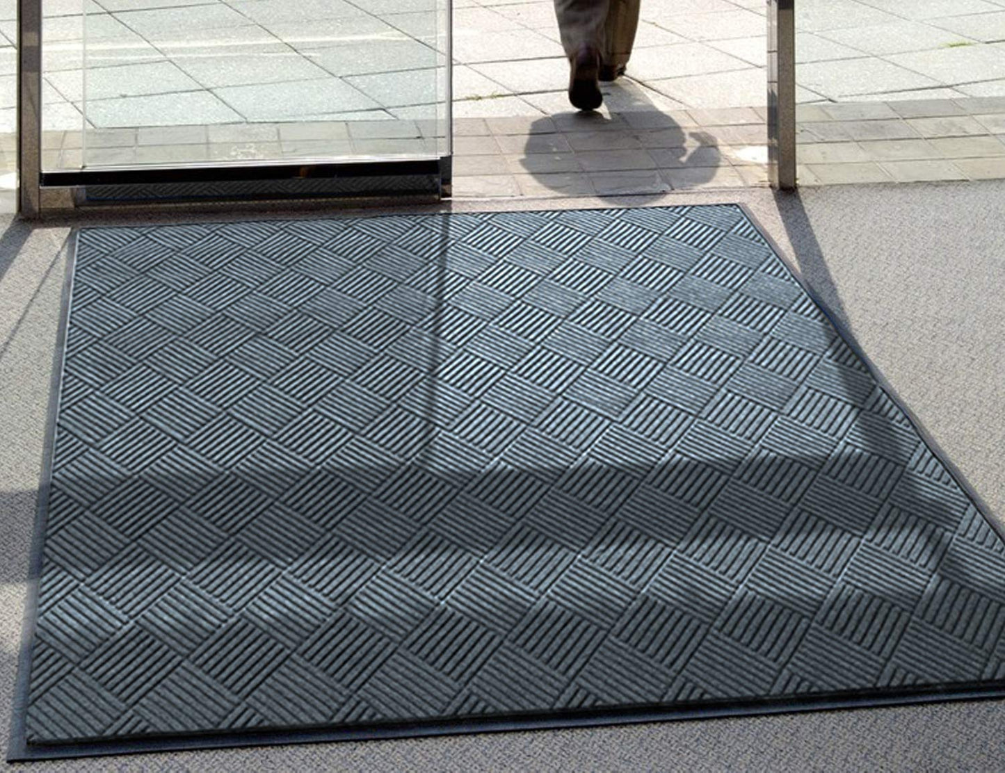 WaterHog Diamond | Commercial-Grade Entrance Mat with Rubber Border – Indoor/Outdoor, Quick Drying, Stain Resistant Door Mat (Bluestone, 6' x 12')