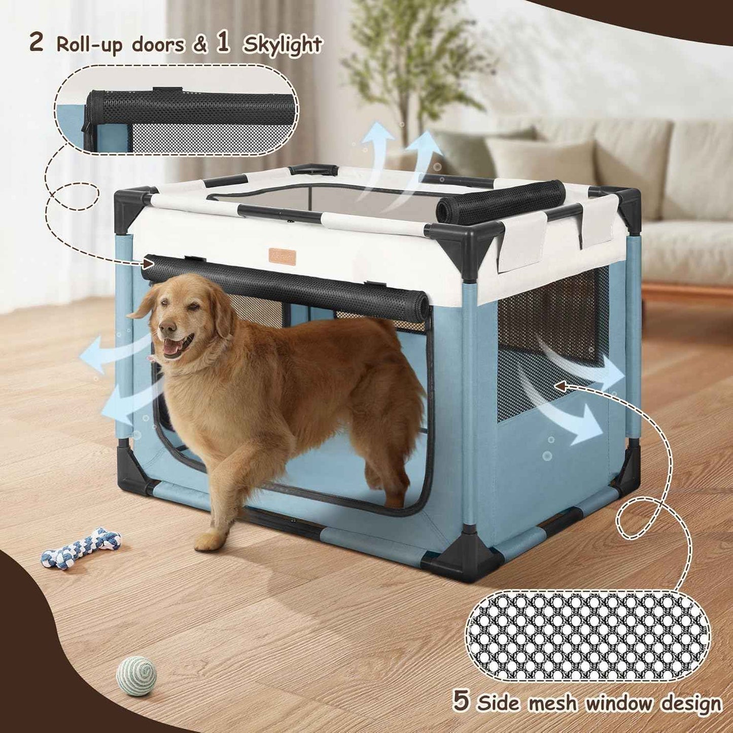Akinerri Dog Crate, Dog Playpen, Large Blue