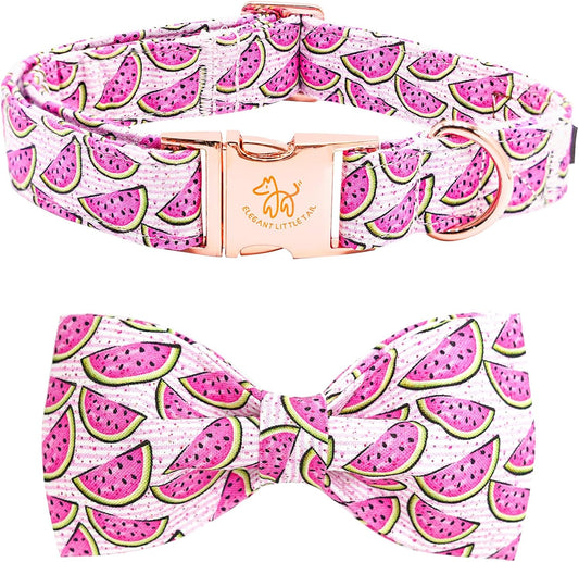 Elegant little tail Dog Collar, Watermelon Print Pet Collar Summer Dog Collar Durable Metal Buckle Dog Collars Cotton Pet Adjustable Dog Collars for X-Small Dogs
