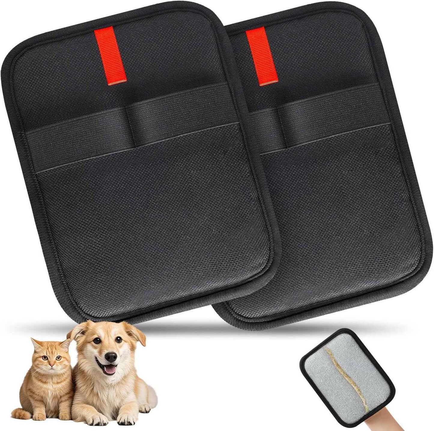 2 Pcs Pet Hair Removal Gloves, Reusable Electrostatic Pet Cat Dog Hair Remover Grooming Gloves Brush Tool for Couch, Furniture, Carpet, Car Seat (2 Pack Black)