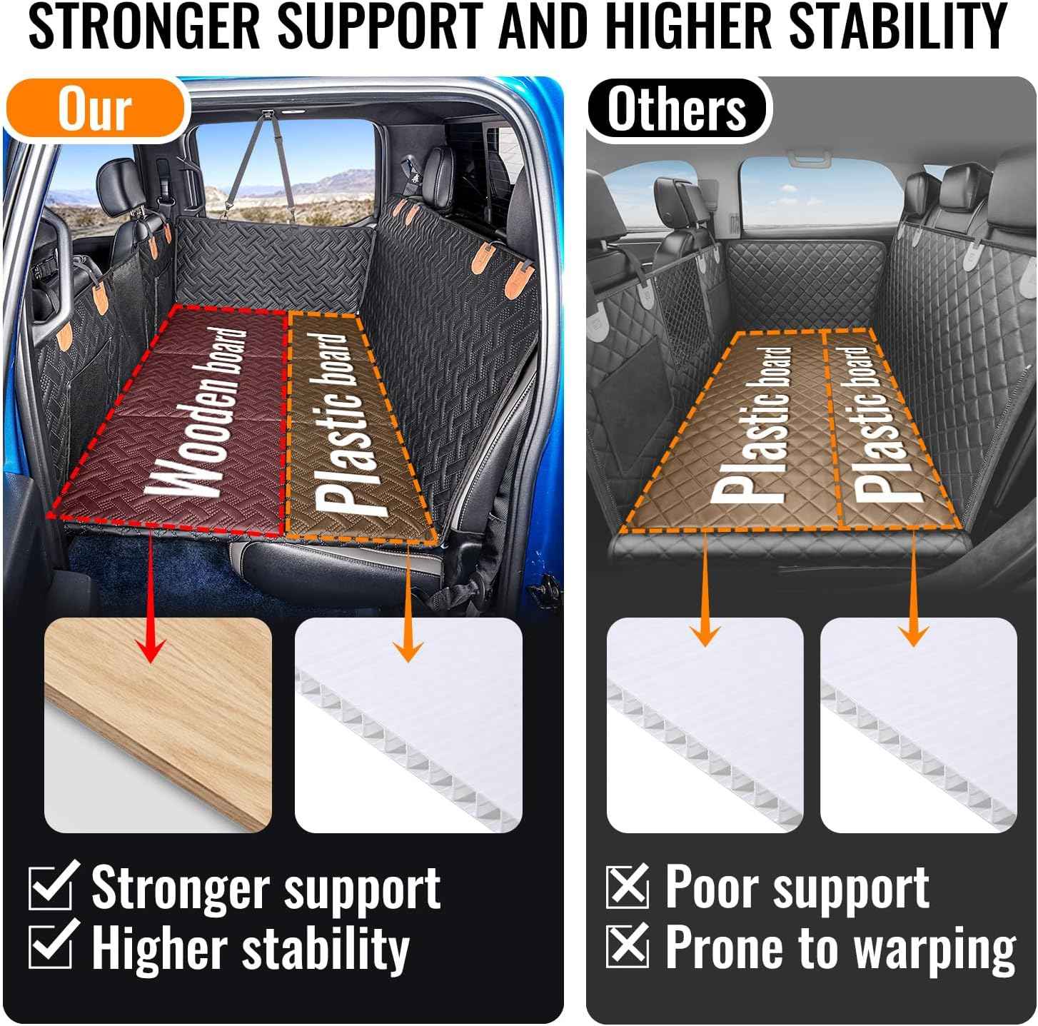MAXFUT Dog Back Seat Extender for Truck,Truck Dog Seat Cover Back Seat,Dog Hammock for Truck,Hard Bottom Seat Extender,Pet Seat Covers for F150/RAM1500/Silverado