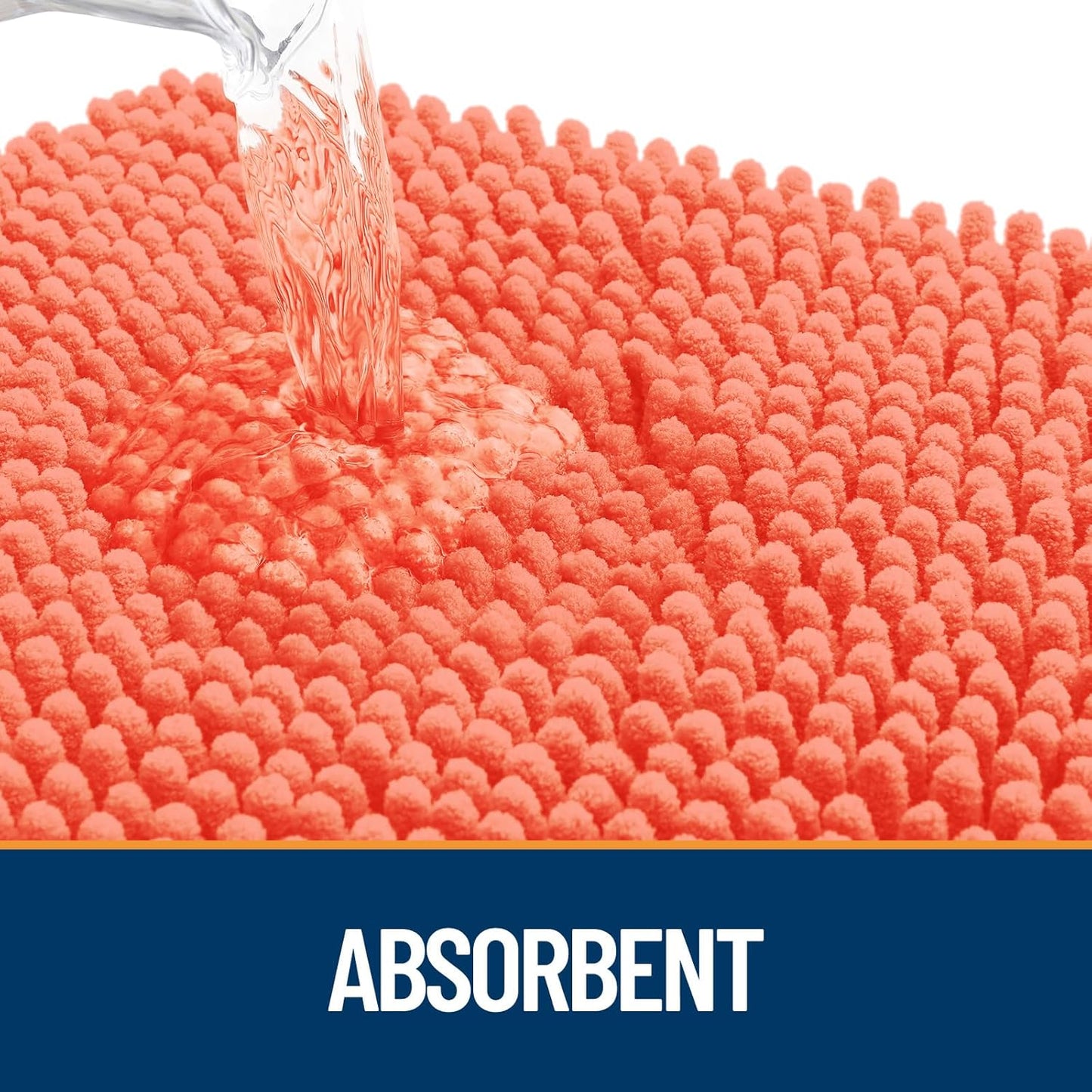 OLANLY Dog Door Mat for Muddy Paws 34x21, Absorbs Moisture and Dirt, Absorbent Non-Slip Washable Doormat, Quick Dry Chenille Mud Mat for Dogs, Entry Indoor Entryway Carpet for Inside Floor, Coral