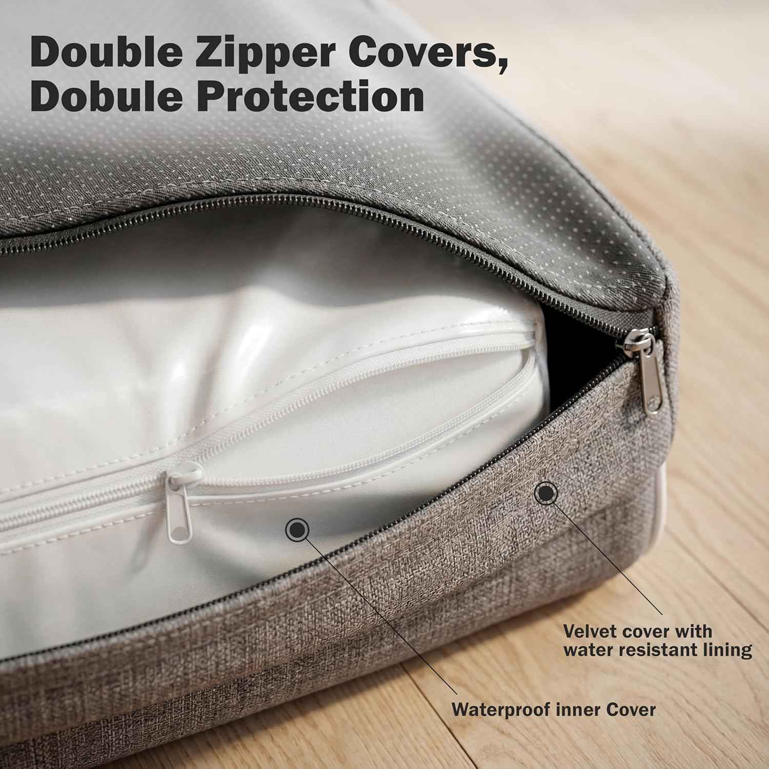 Pawfect Orthopedic Dog Bed for Small, Medium & Large Dogs, Memory Foam Pet Bed with 3 Waterproof Covers, Washable Removable Velvet Cover, Supportive Bolsters, Non-Slip Base (Small: 24.5"x20.5"x6.5")