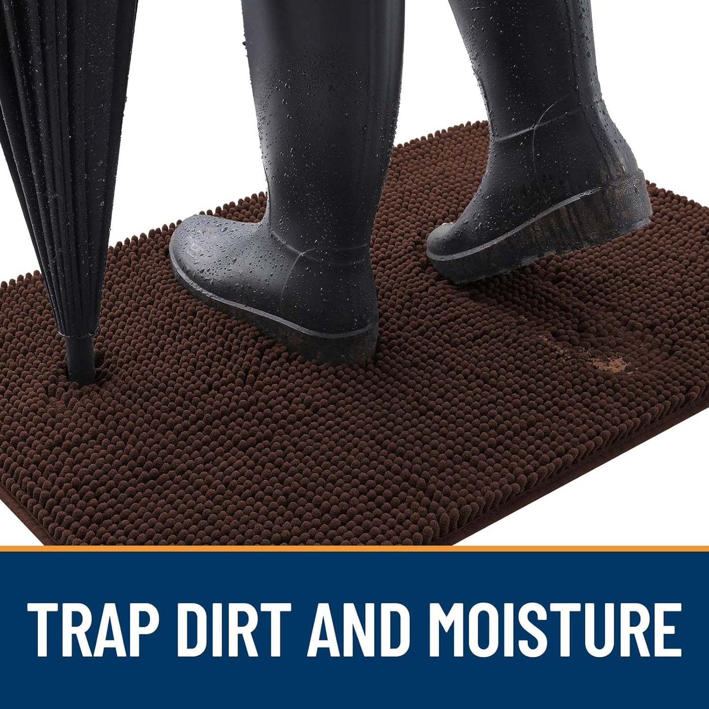 OLANLY Dog Door Mat for Muddy Paws 47x32, Absorbs Moisture and Dirt, Absorbent Non-Slip Washable Doormat, Quick Dry Chenille Mud Mat for Dogs, Entry Indoor Entryway Carpet for Inside Floor, Brown