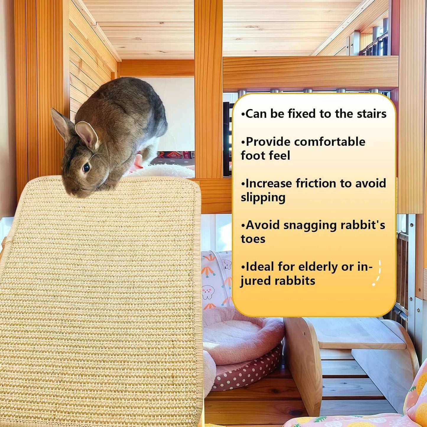 3Pcs Rabbit Scratching Pad 16 ×12'' Natural Sisal Bunny Scratch Pad Sugar Glider Hammock Climbing Cage Mat for Rabbit Bunny Guinea Pig Chinchilla