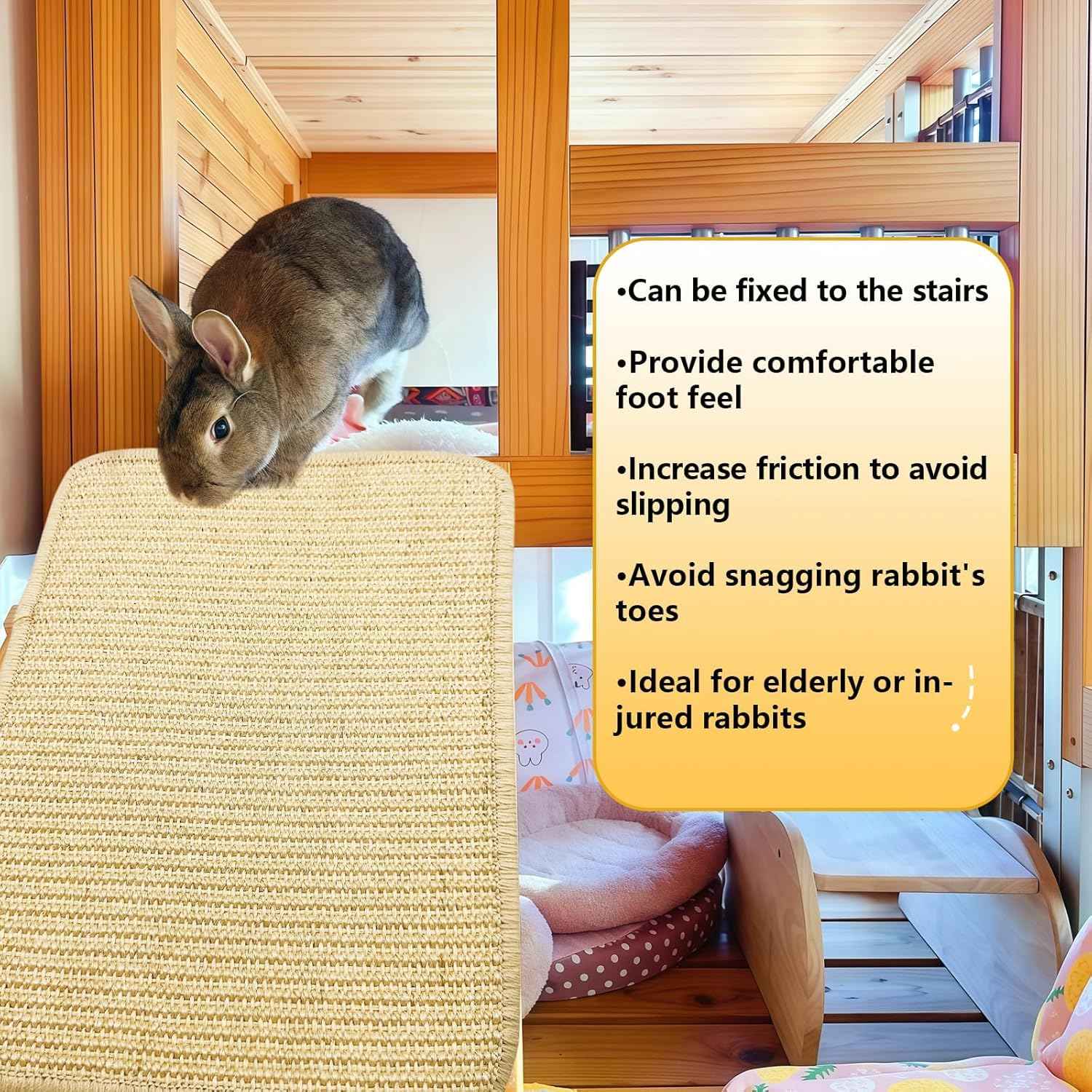 3Pcs Rabbit Scratching Pad 16 ×12'' Natural Sisal Bunny Scratch Pad Sugar Glider Hammock Climbing Cage Mat for Rabbit Bunny Guinea Pig Chinchilla
