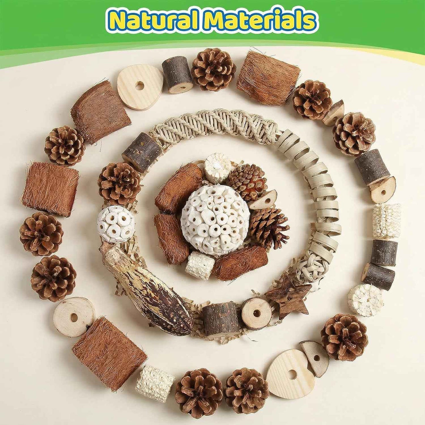 Bird Parrot Toy, Natural Bird Foraging Toy, Suitable for Cockatiels, Lovebirds, budgerigars, Small to Medium-Sized Birds (Large Size)