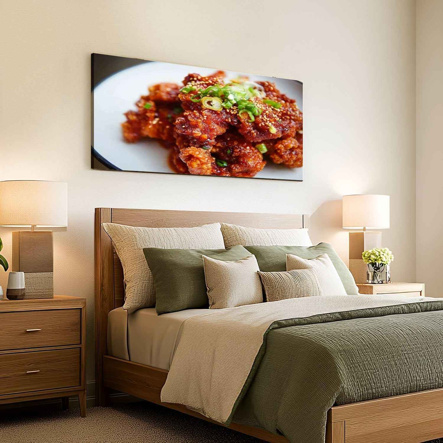 Canvas Wall Art Prints Korean spicy fried chicken Large Framed Wall Art Painting Artwork Poster Hanging Home Decor for Living Room Office Bathroom 30"x60"