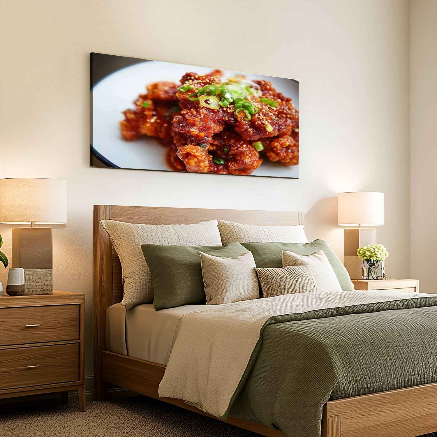 Canvas Wall Art Prints Korean spicy fried chicken Large Framed Wall Art Painting Artwork Poster Hanging Home Decor for Living Room Office Bathroom 30"x60"