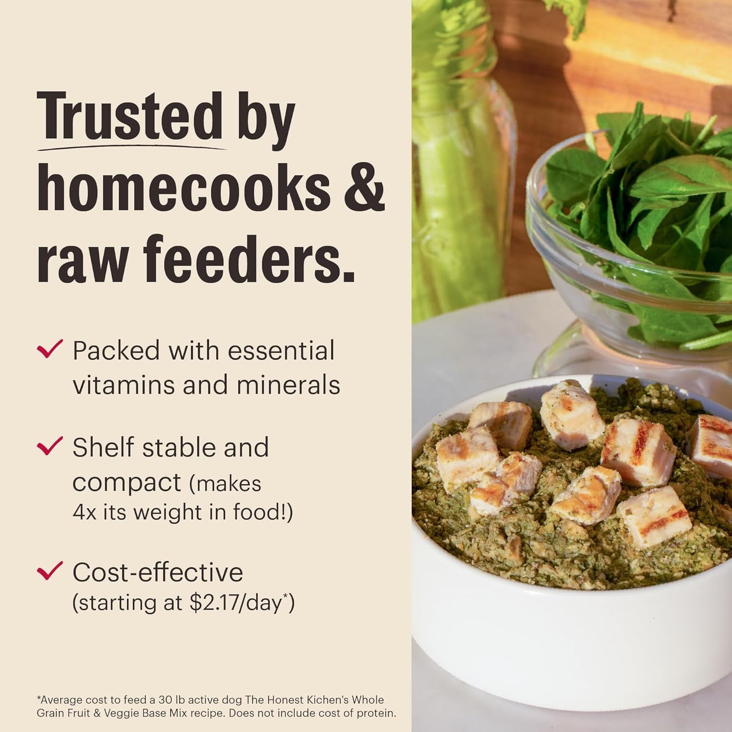 The Honest Kitchen Human Grade Dehydrated Grain Free Fruit & Veggie Base Mix Dog Food (Just Add Protein) - 7 Pound Box (Makes 12 Pounds)