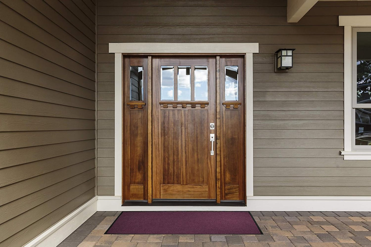 WaterHog Diamond | Commercial-Grade Entrance Mat with Rubber Border – Indoor/Outdoor, Quick Drying, Stain Resistant Door Mat (Medium Blue, 3' x 12')