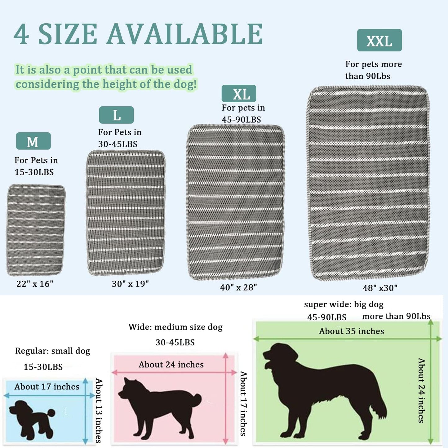 REEZEIVI Breathable Dog Crate mat with Anti-Slip Bottom,3D air mesh Pet Crate pad,Non-stuffy Dog Sleeping Bed,pet mat, Machine Washable Pet Mat for Sleeping (30X19, Sliver Grey Mat)