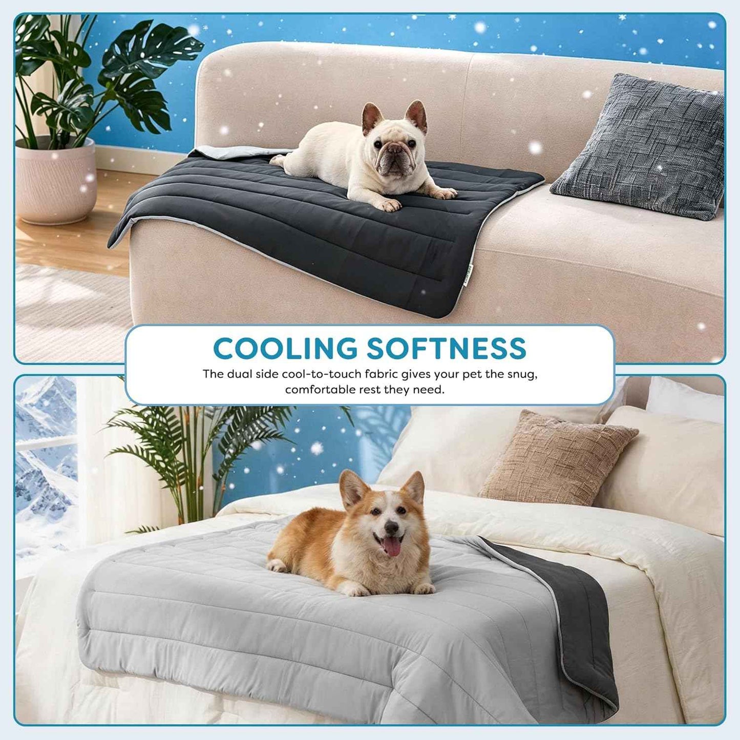 Dog Cooling Blanket, Reversible Pet Cooling Blanket for Summer, Washable Dog High Cold Pads Mat, for Couch Protector Bed Cover