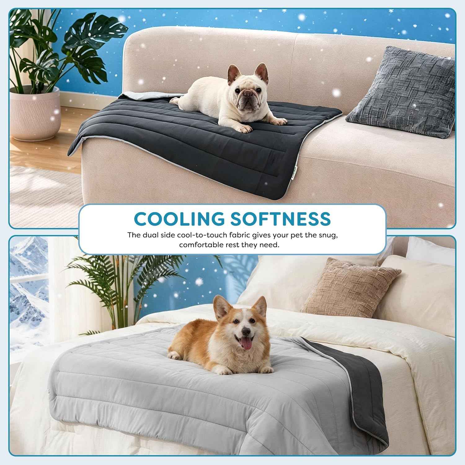Dog Cooling Blanket, Reversible Pet Cooling Blanket for Summer, Washable Dog High Cold Pads Mat, for Couch Protector Bed Cover
