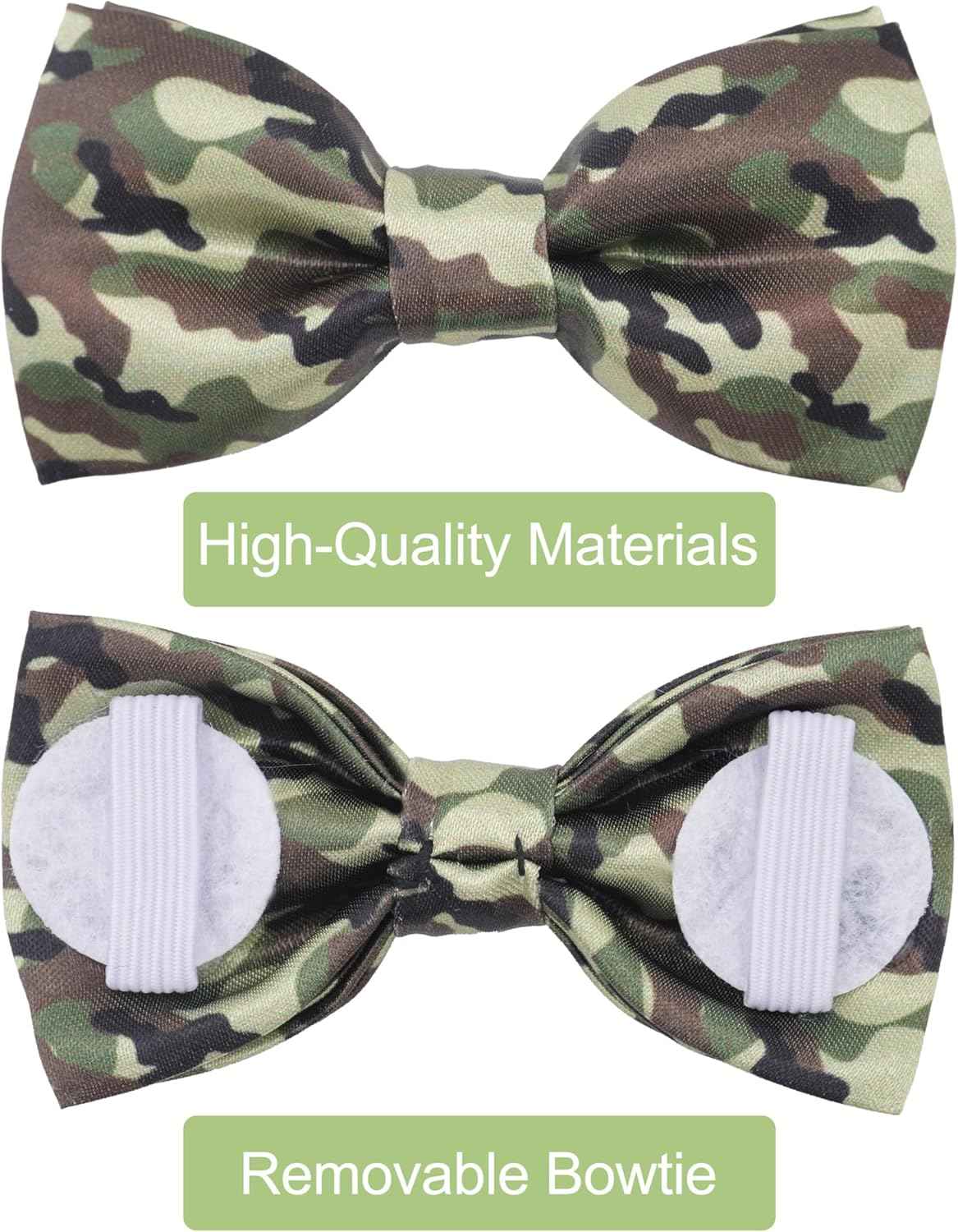 PET SHOW 10 Pack Camo Small Dog Bow Ties Sliding Collar Attachments Puppy Cats Colorful Camouflage Bowties for Medium Dogs Classic Bowknots Party Holiday Pet Grooming Accessories(Small)