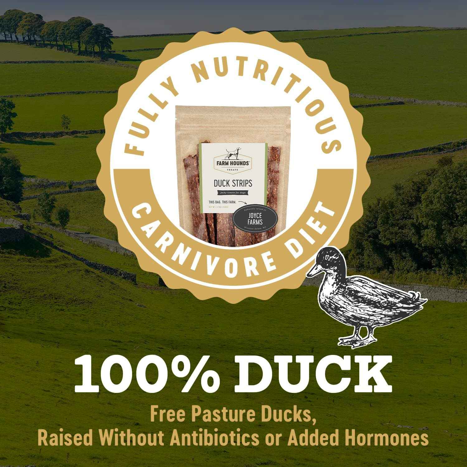 Farm Hounds - Duck Strips - Premium Natural Jerky for Dogs - Made from 100% Humanely Raised Duck - Break-to-Size - Great for Training & Treats - No Added Fillers - Made in USA - 4.5 oz - 1 Pack