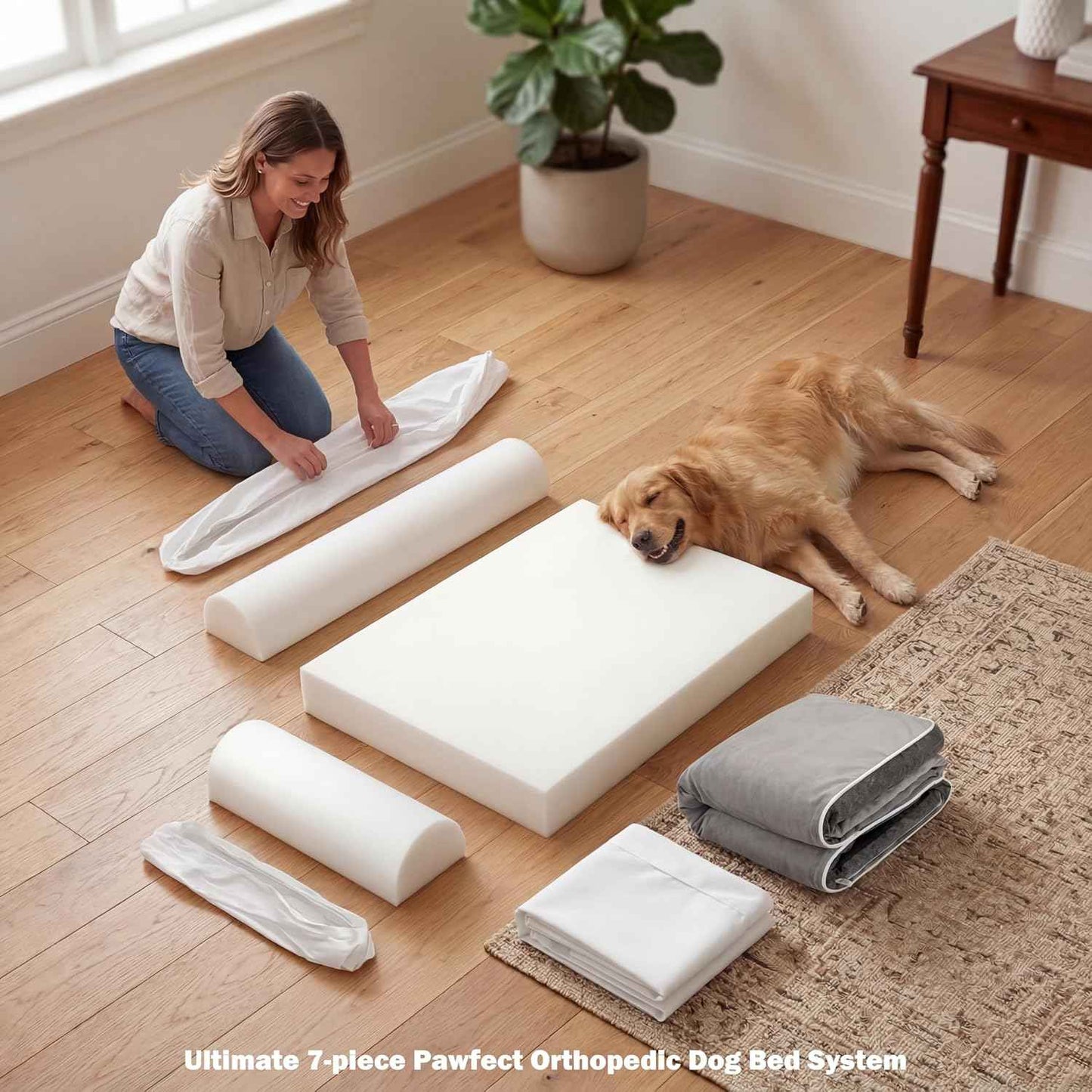Pawfect Orthopedic Dog Bed for Small, Medium & Large Dogs, Memory Foam Pet Bed with 3 Waterproof Covers, Washable Removable Velvet Cover, Supportive Bolsters, Non-Slip Base (Small: 24.5"x20.5"x6.5")