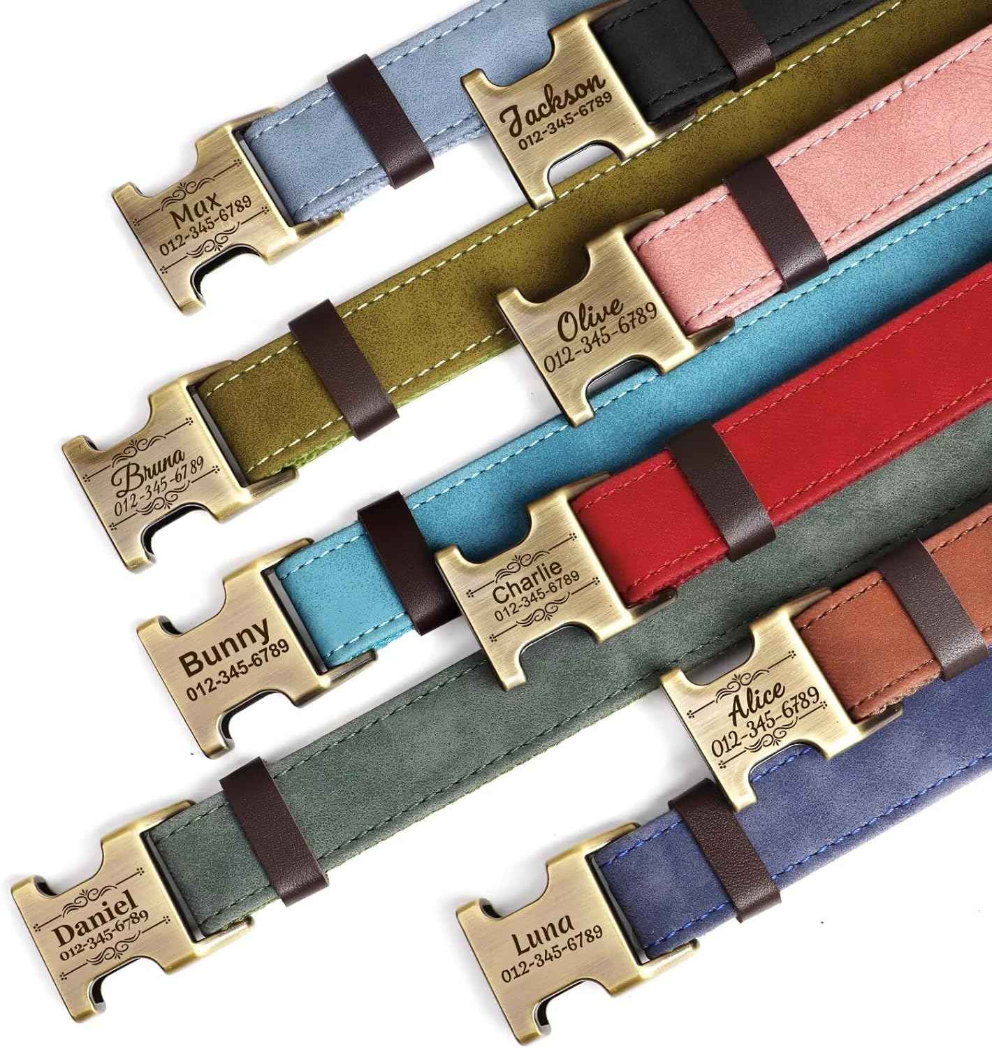 PET ARTIST Personalized Dog Collars, Custom PU Leather Dog Collar with Name&Phone Number, Engraved Dog Collar for Large Dogs, Adjustable Durable Collar with Quick Release Metal Buckle, Pink,XL