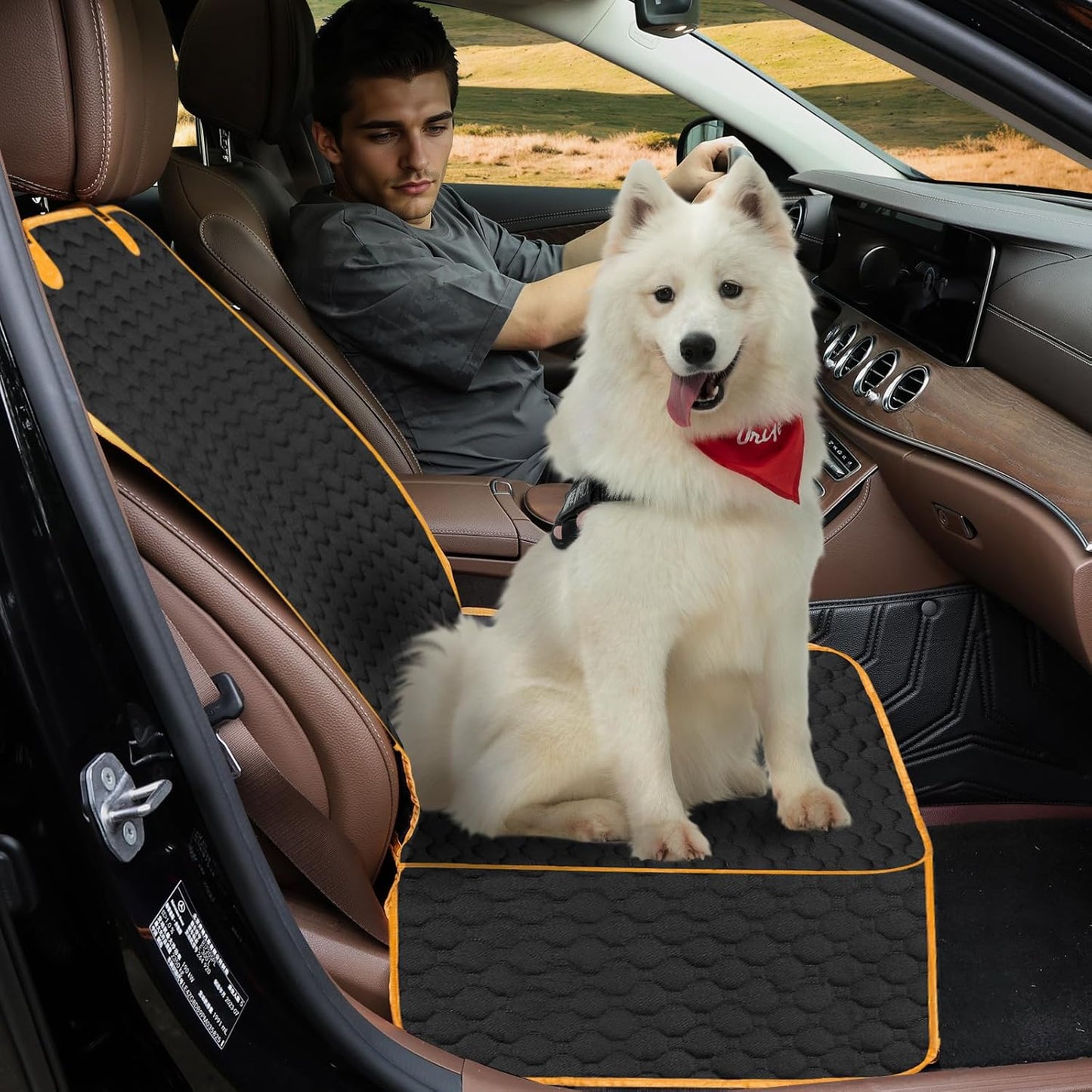 Dog Front Seat Cover for Car,Pet Front Car Seat Cover,Scratch-Proof Pet Seat Cover for Car,Trucks,SUV,Front Seat Dog Cover（Black，45"X 21"，1pack）