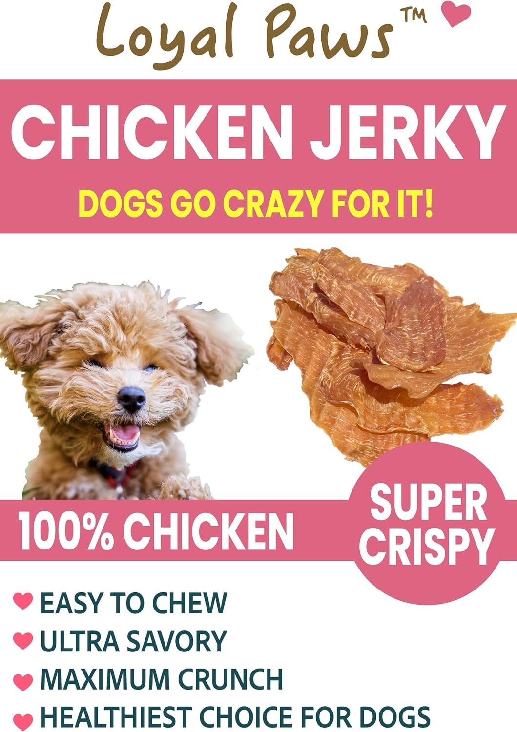 Chicken Jerky Dog Treats for Training – All Natural Chicken Strips for Dogs, High Protein Dog Treats Chicken, Grain Free Dog Snacks, No Fillers, Limited Ingredient Chews Pet Supplies, 4oz
