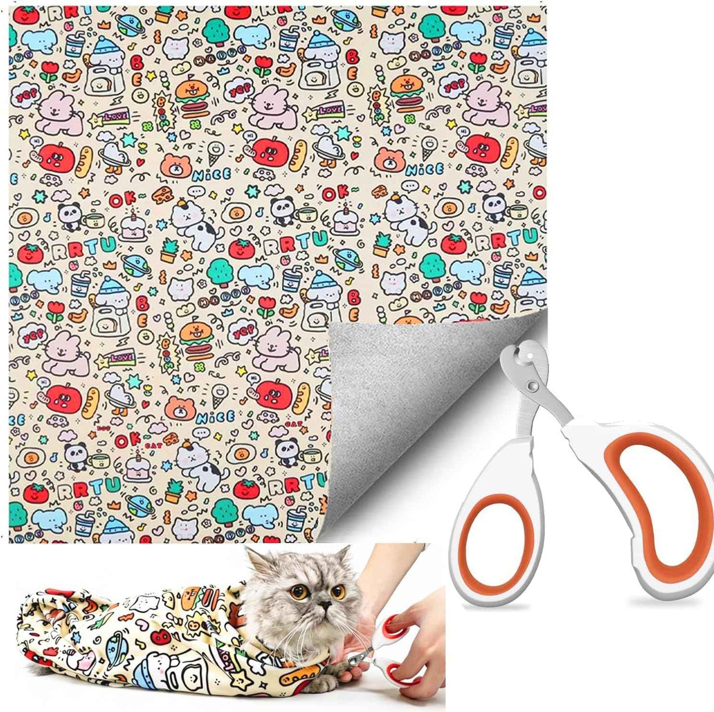 35.5'' Cat Grooming Wrap for Cutting Nails, 2026 Self-Adherent Cat Wrap, Anti-Escape Calming Cat Swaddle Wrap for Medicine, Nail Clipping, Teeth Brushing, Ear Cleaning