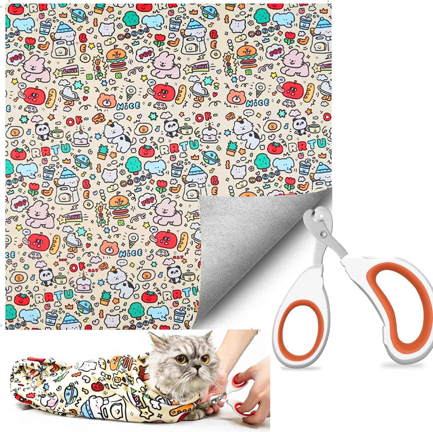 35.5'' Cat Grooming Wrap for Cutting Nails, 2026 Self-Adherent Cat Wrap, Anti-Escape Calming Cat Swaddle Wrap for Medicine, Nail Clipping, Teeth Brushing, Ear Cleaning